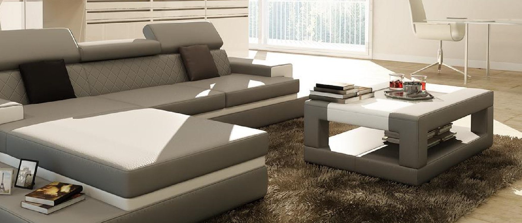 Xlmoebel Beistelltisch Eleganter Glastisch mit gepolsterter Oberfläche für Wohnräume (Couchtisch 5081), Hergestellt in Europa