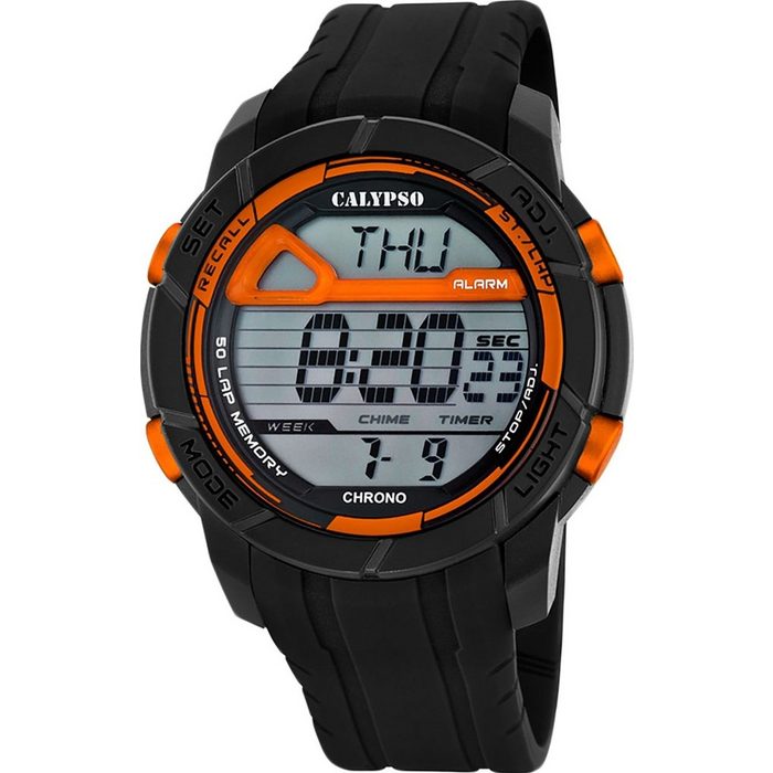 CALYPSO WATCHES Digitaluhr Calypso Herren Uhr K5697/7 Kunststoff PUR (Armbanduhr) Herren Armbanduhr rund PURarmband schwarz Sport