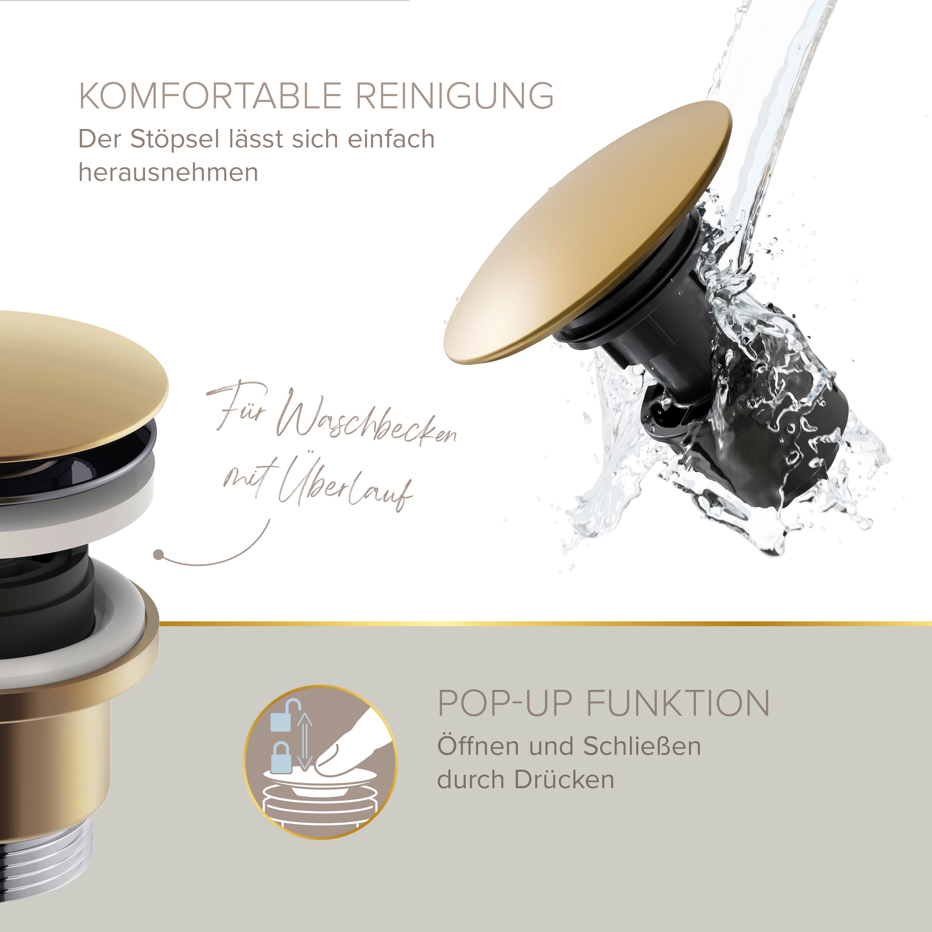 Lenz Waschtischarmatur MOANA Badarmatur mit Pop-Up-Ventil (Armatur mit Pop-Up-Ventil) – Bild 4 von 5
