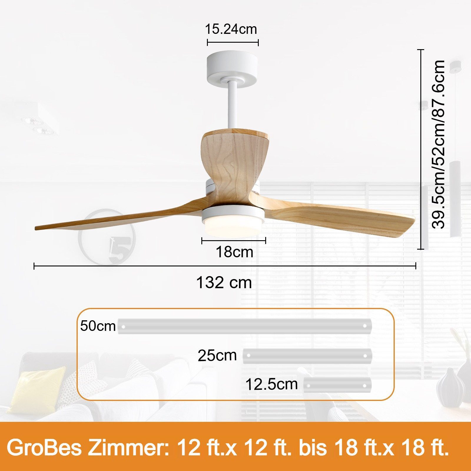Sofucor Deckenventilator mit LED-Beleuchtunfg und Fernbedienung, günstig online kaufen