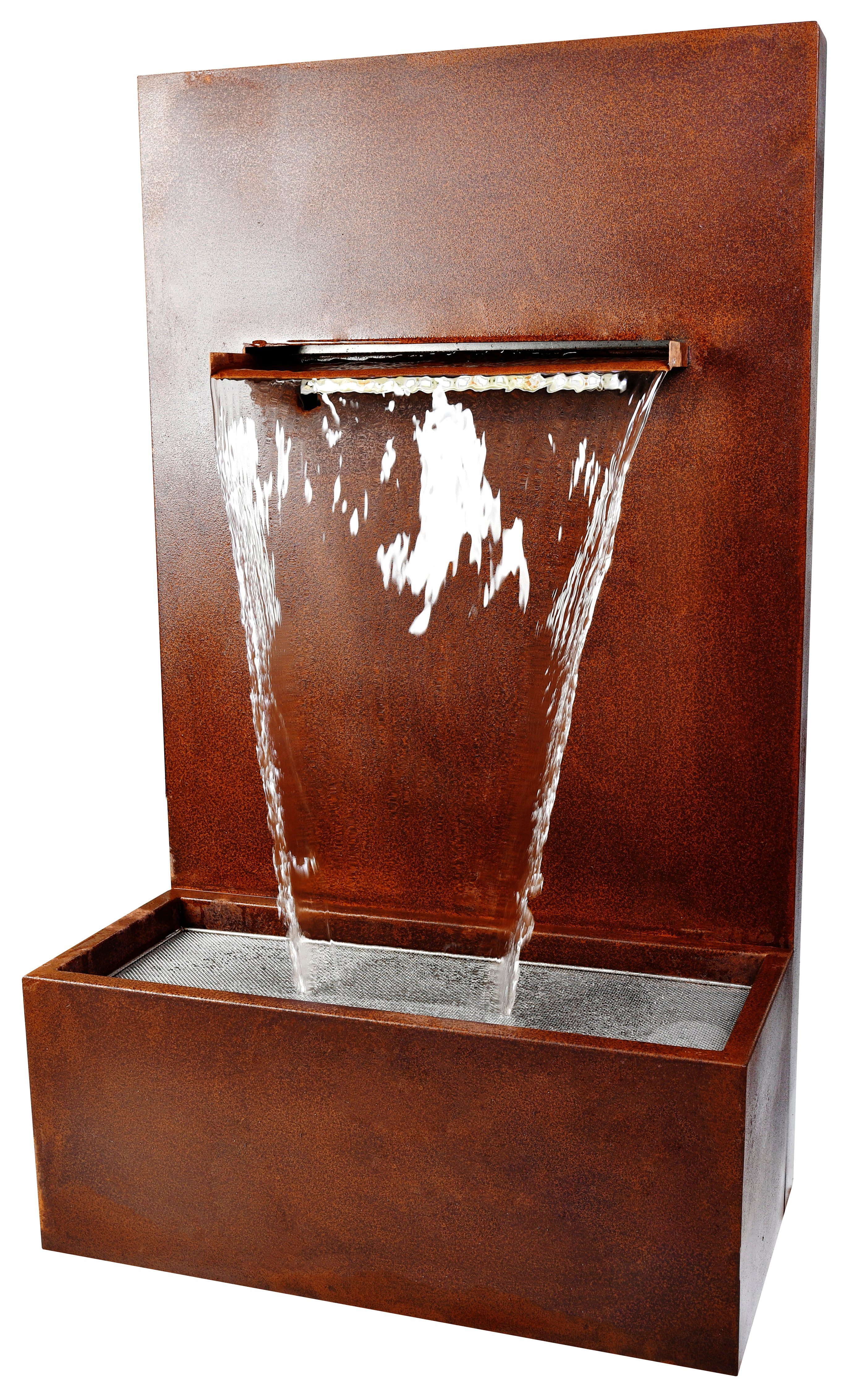 Köhko Gartenbrunnen mit LED-Beleuchtung Höhe 100 cm Wasserspiel aus Cortenstahl 31008