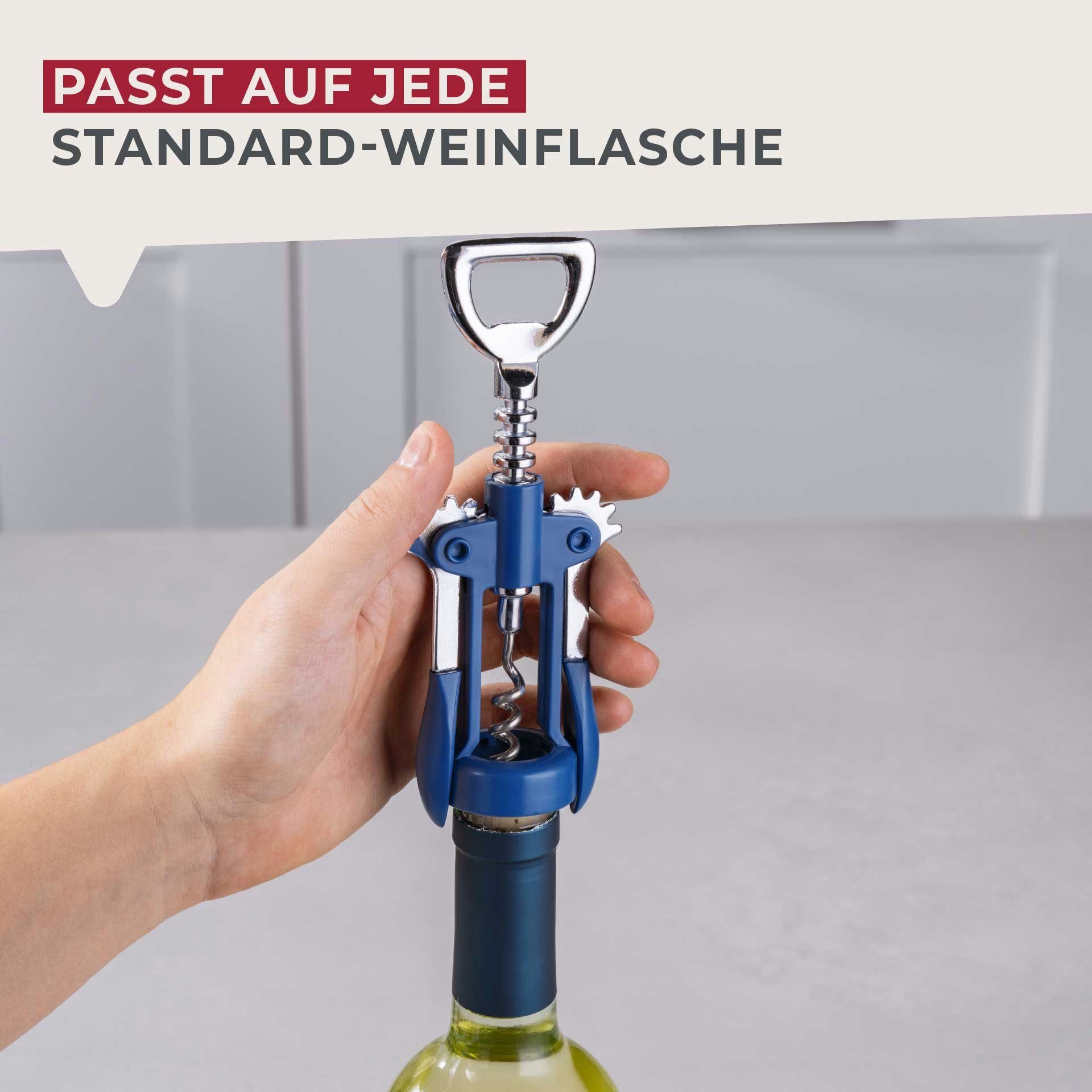 FACKELMANN Korkenzieher Hebelkorkenzieher, Weinflaschenöffner, Multifunktions-Korkenzieher