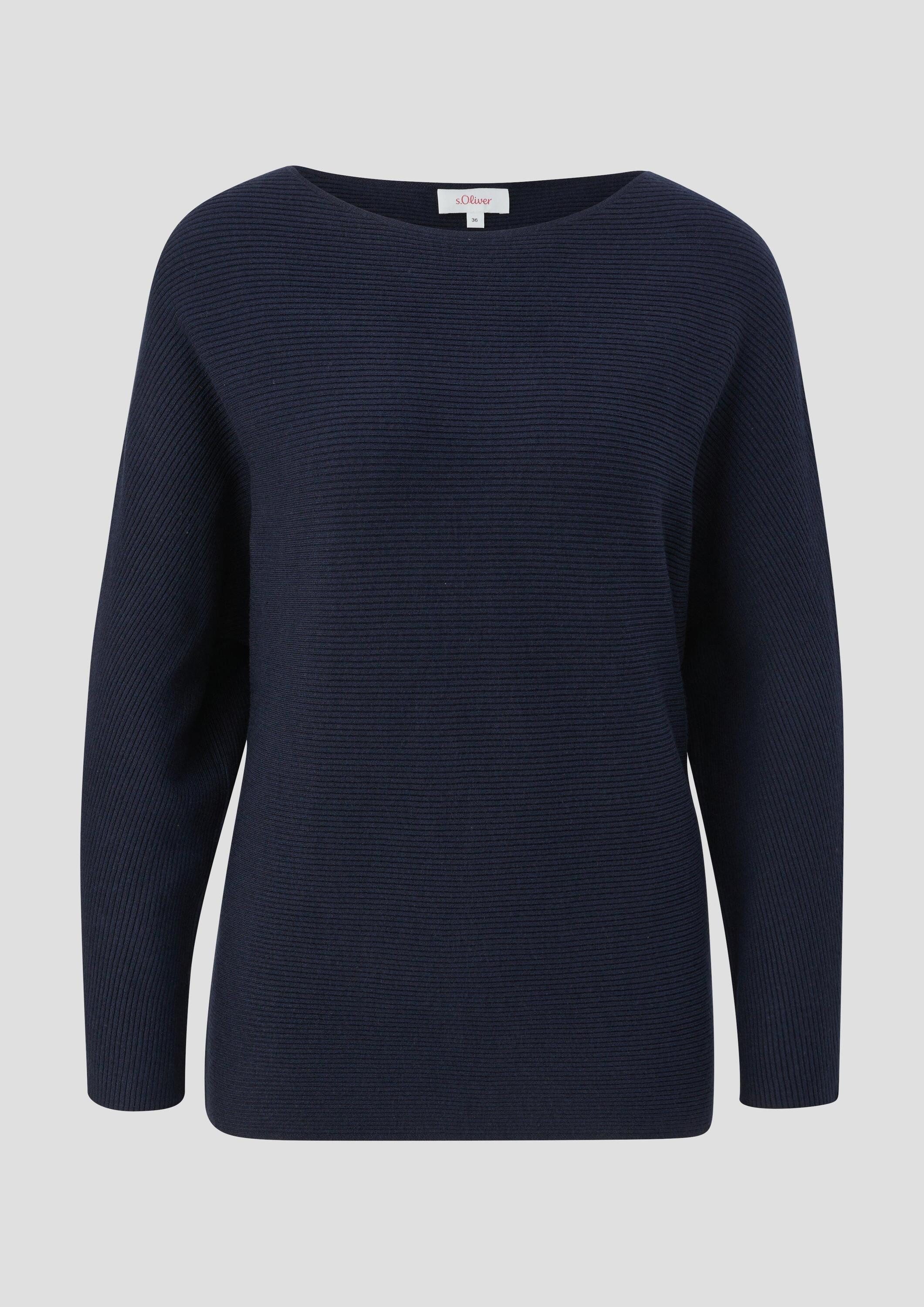 s.Oliver Longpullover Strickpullover Strickpullover mit Fledermausarm