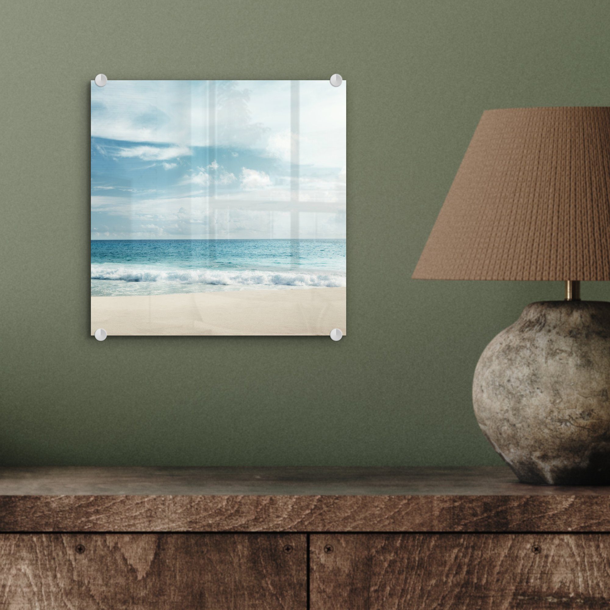 MuchoWow Acrylglasbild Strand Bilder auf St), Foto Glas - Meer Wanddekoration Glasbilder - - auf Glas (1 - - Wandbild Sommer