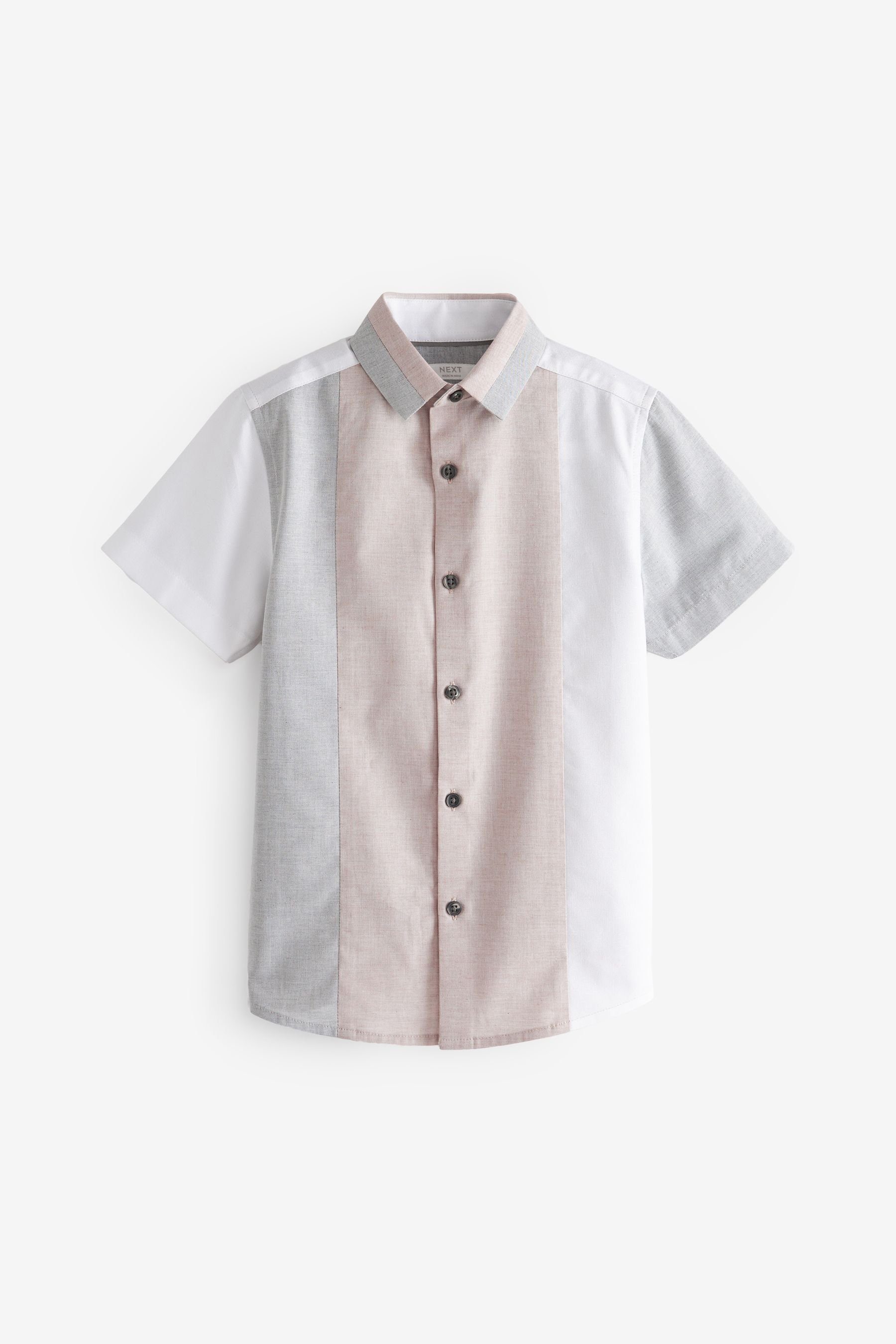 Next Kurzarmhemd Kurzärmeliges Hemd mit Blockfarben (1-tlg) Neutral