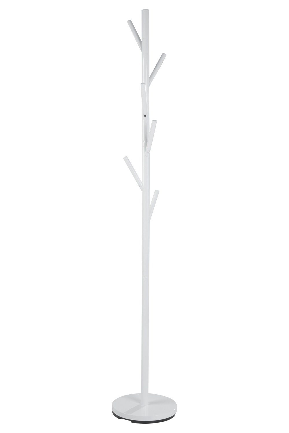 Home4You Kleiderständer, H 170 cm, Weiß lackiert, Metall, mit 5 Haken