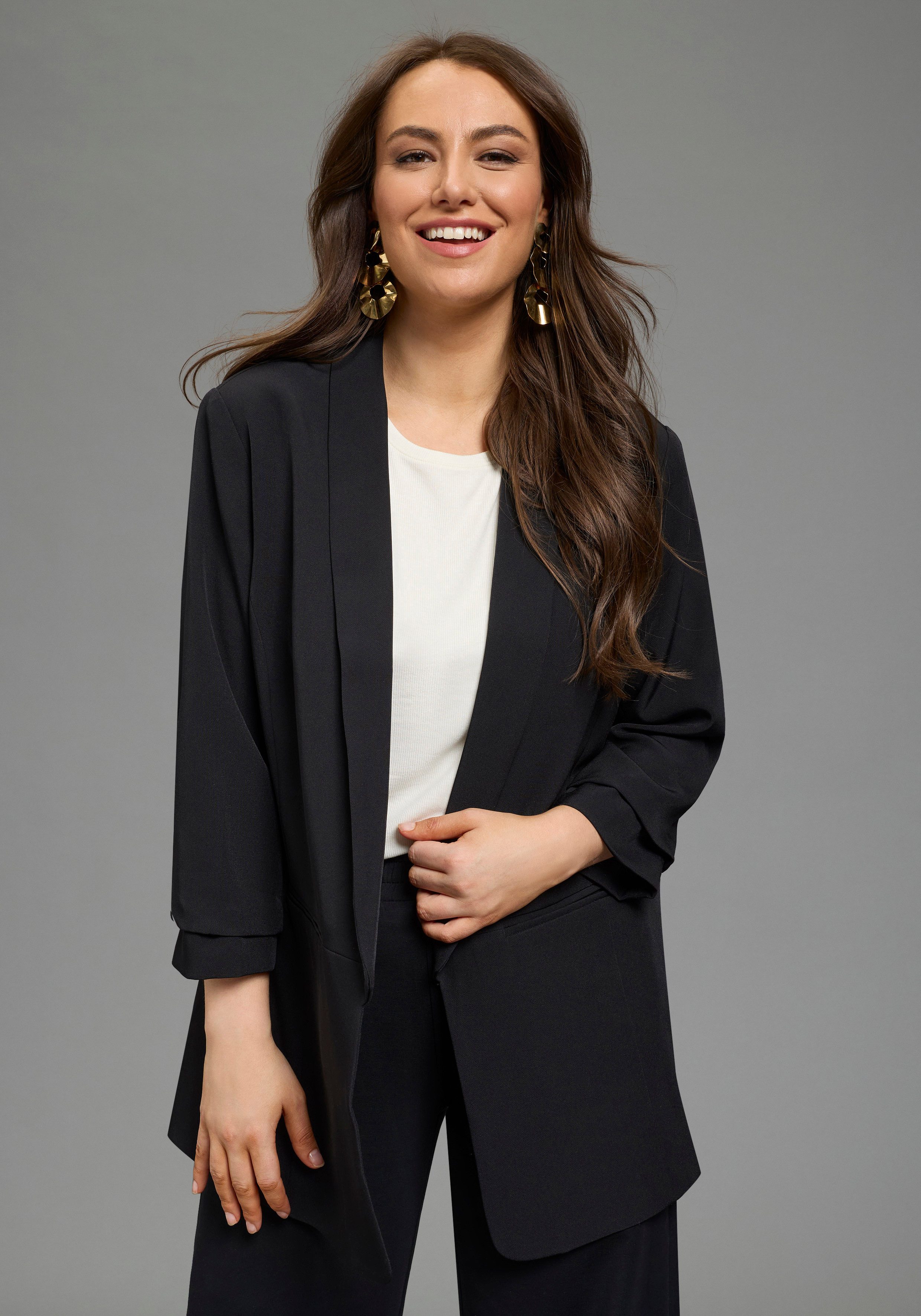 Laura Scott CURVE Longblazer feminin geschnittener Blazer, figurumspielende Passform
