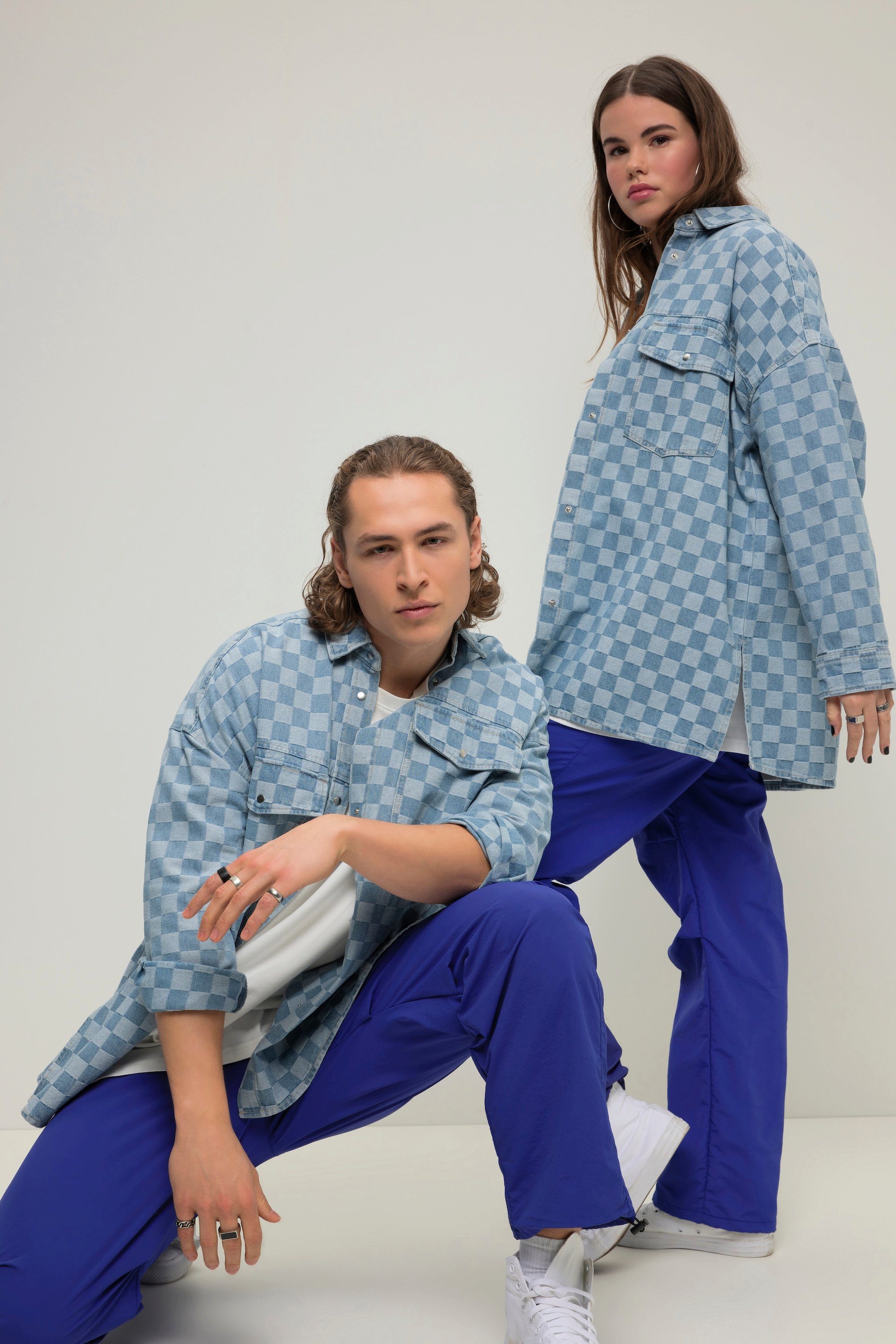 Studio Untold Hemdbluse Jeanshemd oversized Karo günstig online kaufen