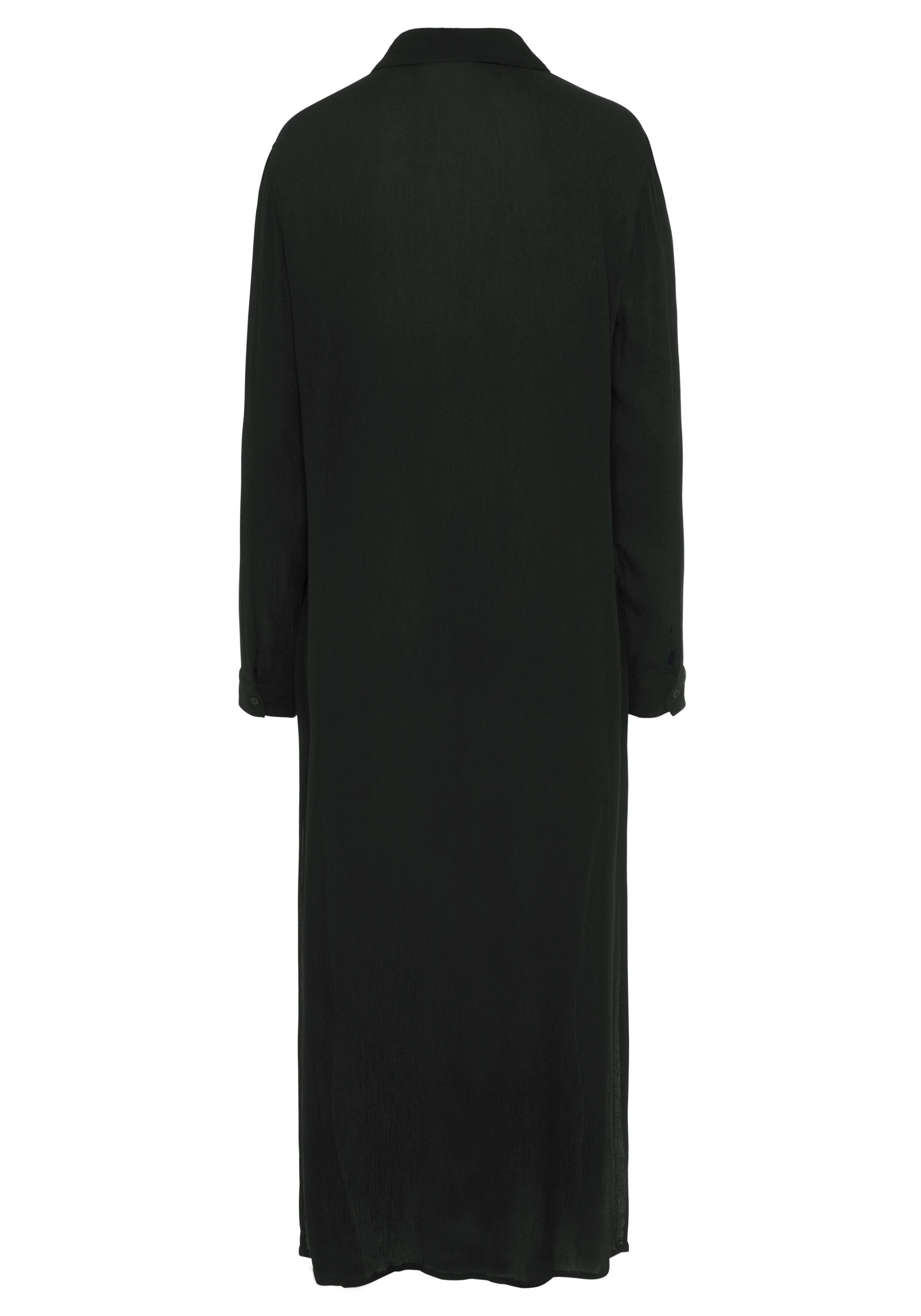 LASCANA Hemdblusenkleid Cover-Up Cover-Up, gekreppte Viskose, Maxikleid mit Schlitz, Knopfleiste vorne