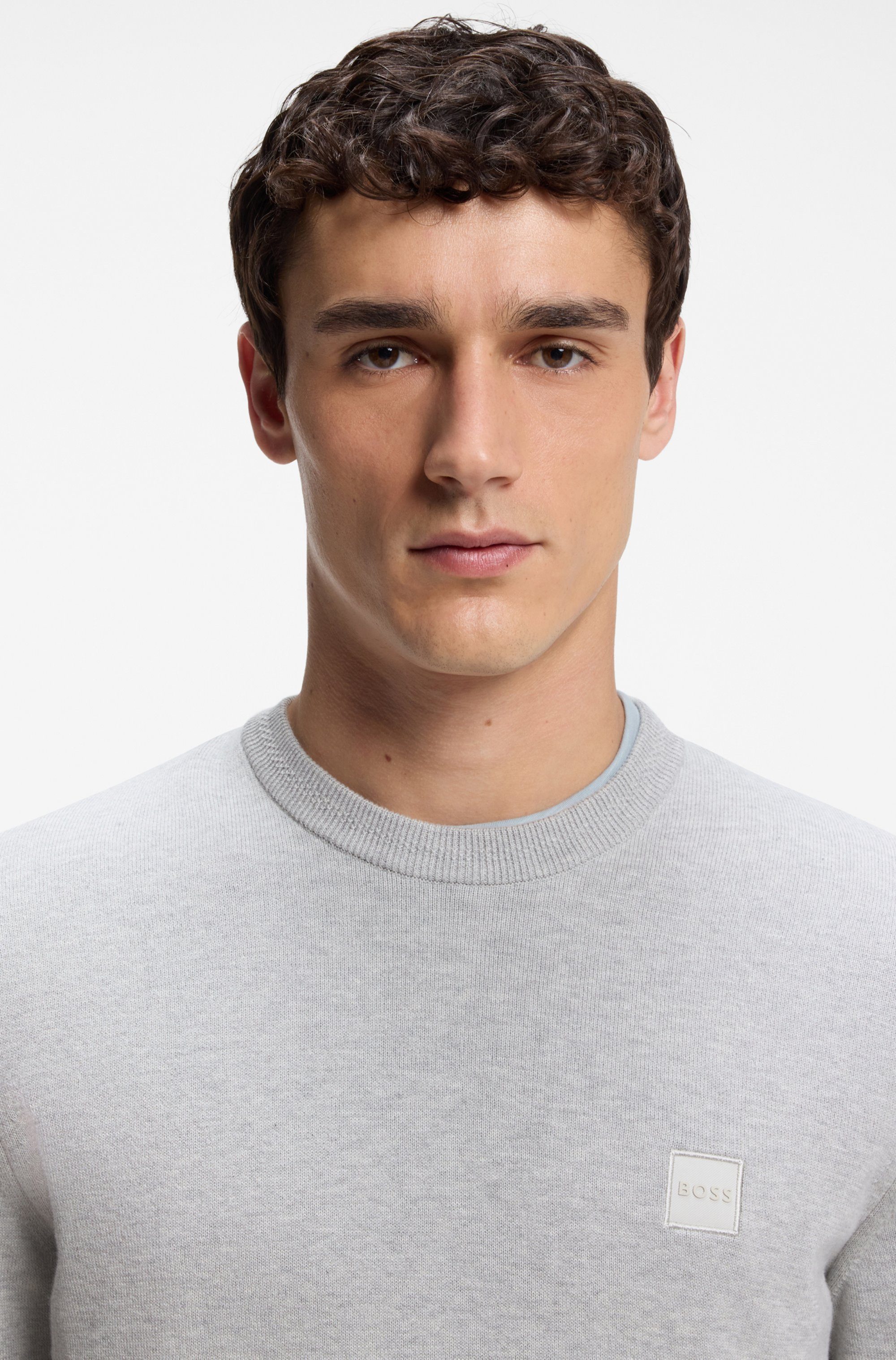 BOSS ORANGE Strickpullover Kanovano Cotton Cashmere mit Rundhalsausschnitt