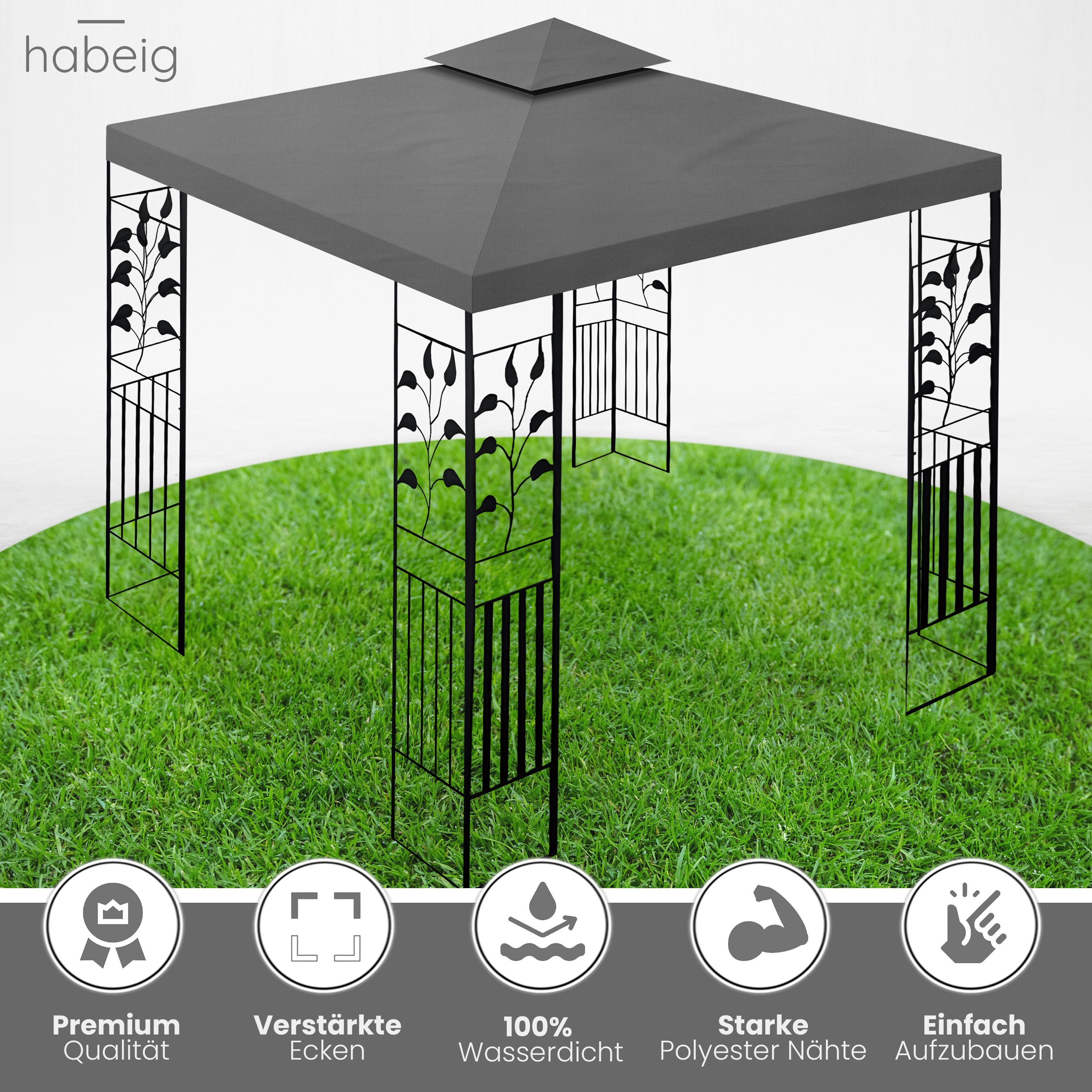 habeig Pavillon 100% Wasserdicht Toskana Metallpavillon günstig online kaufen