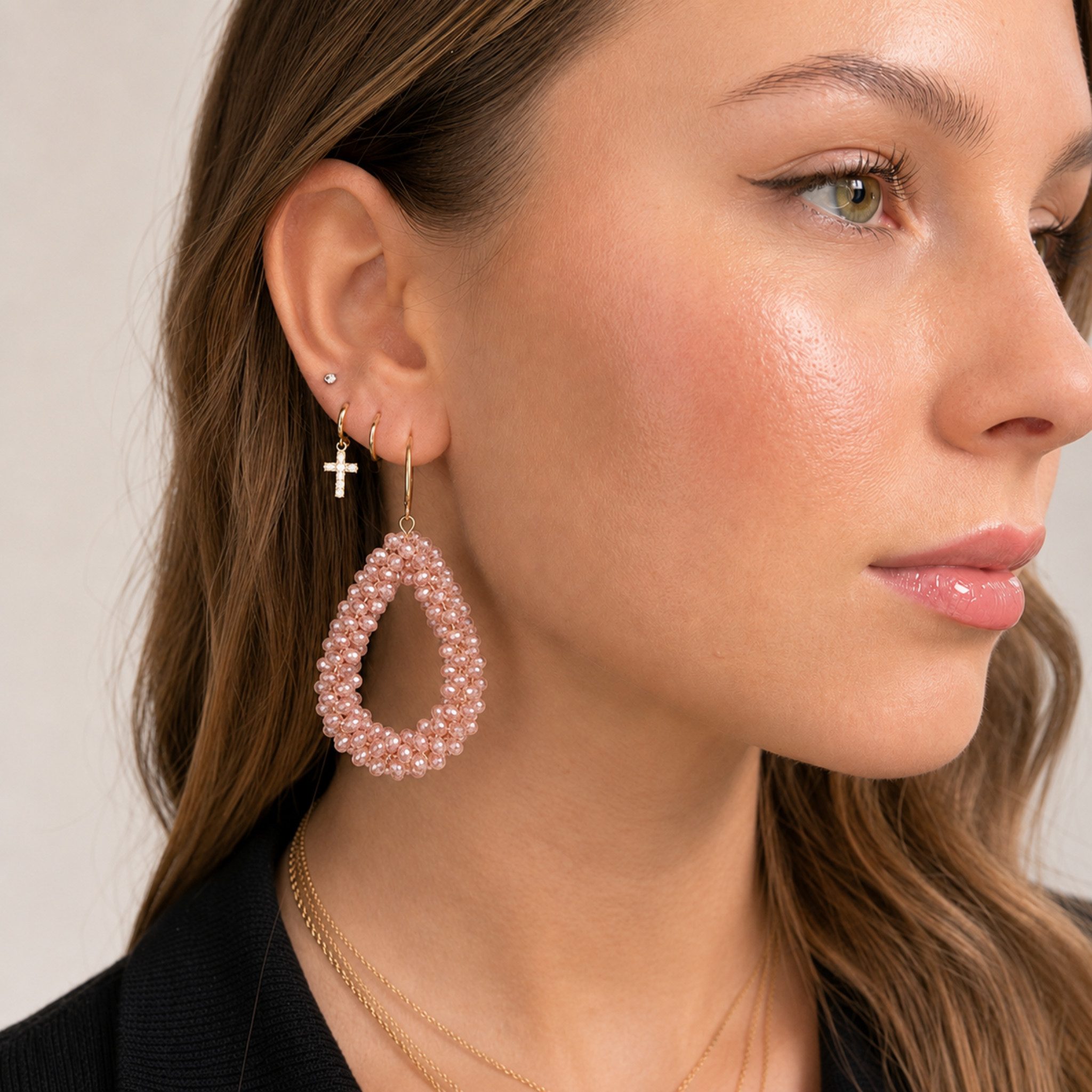 NEXORA Perlenohrringe Perlenohrringe Damen Boho Statement Tropfen Ohrringe (Paar, Paar), Perlenoptik, Tropfenform, goldfarbene Ohrhaken, leicht, elegant