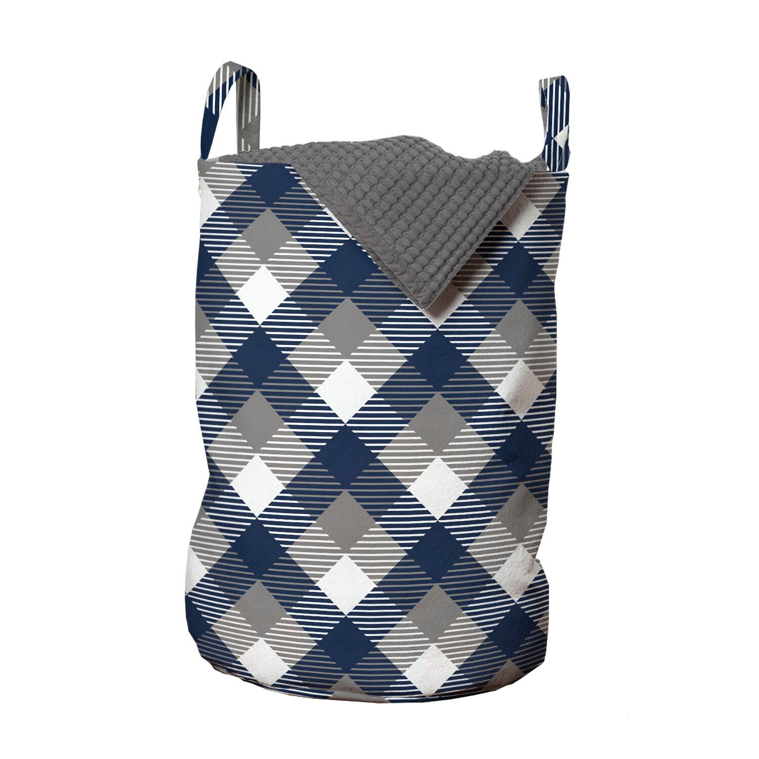 Abakuhaus Wäschesäckchen Wäschekorb mit Griffen Kordelzugverschluss für Waschsalons, Kariert Checkered Tartan-Form