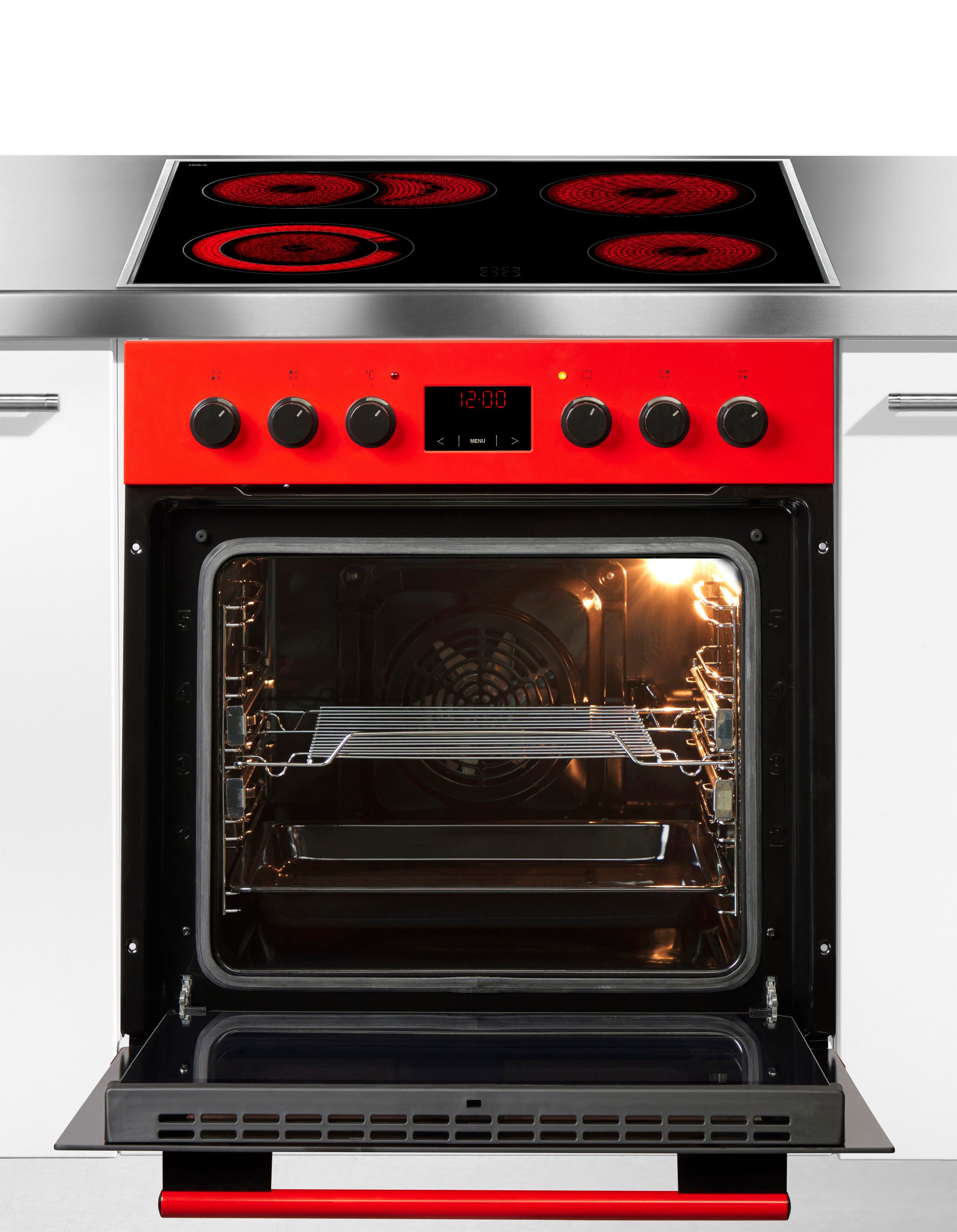 Amica Elektro-Herd-Set EHC 12920 R, mit Backauszug, Komfortables Kochen und Backen mit leichtem und sicherem Handling