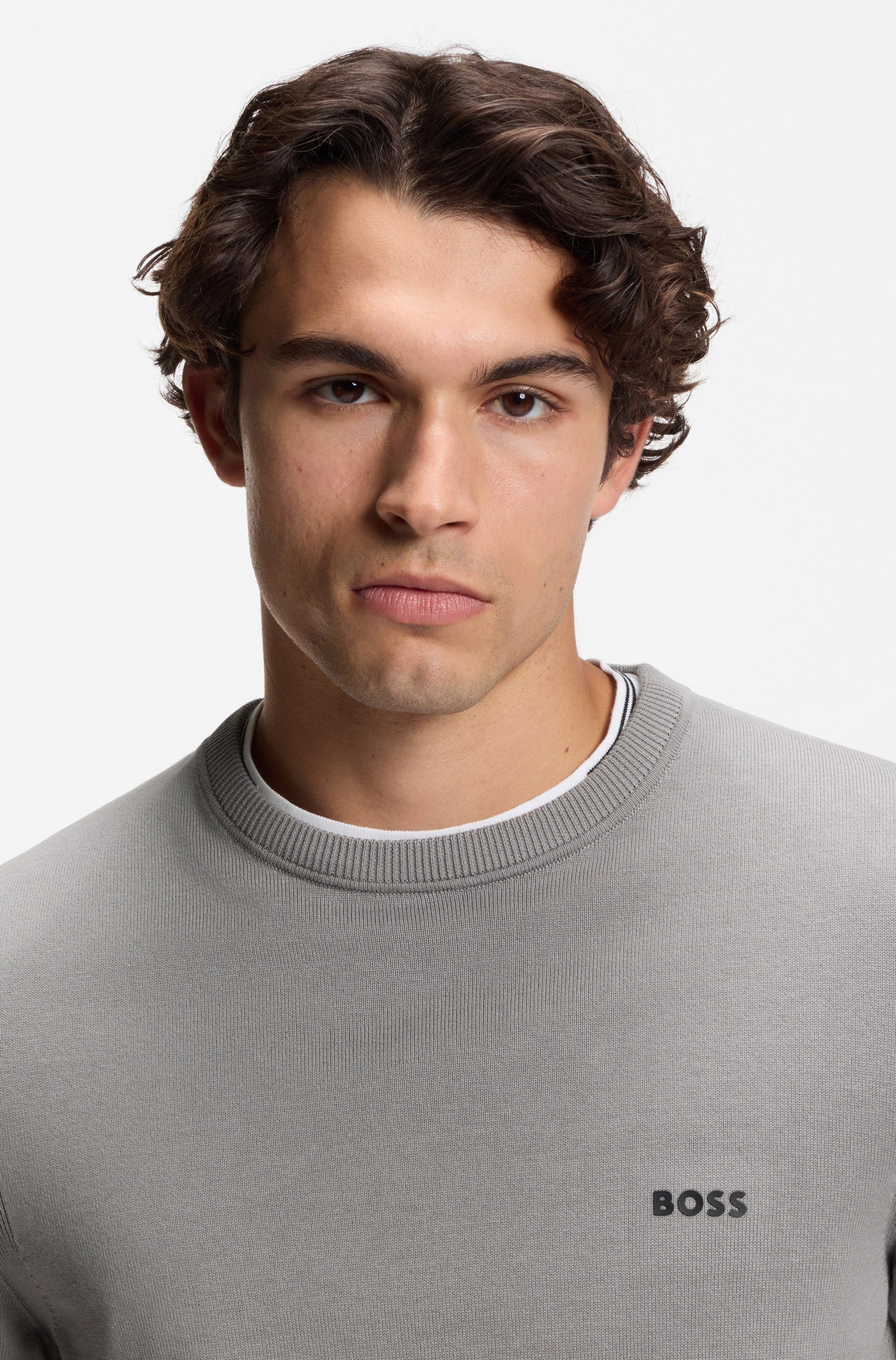 BOSS GREEN Strickpullover Rundhalsausschnitt, Regular Fit, Logo-Print günstig online kaufen