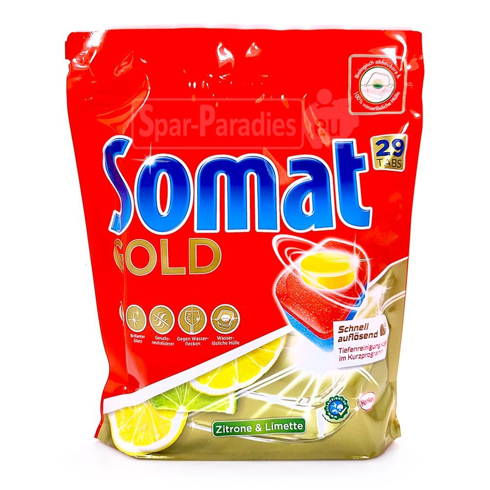 Somat Somat Gold Spülmaschinen-Tabs Zitrone & Limette, 29er Pack Spülmaschinentabs
