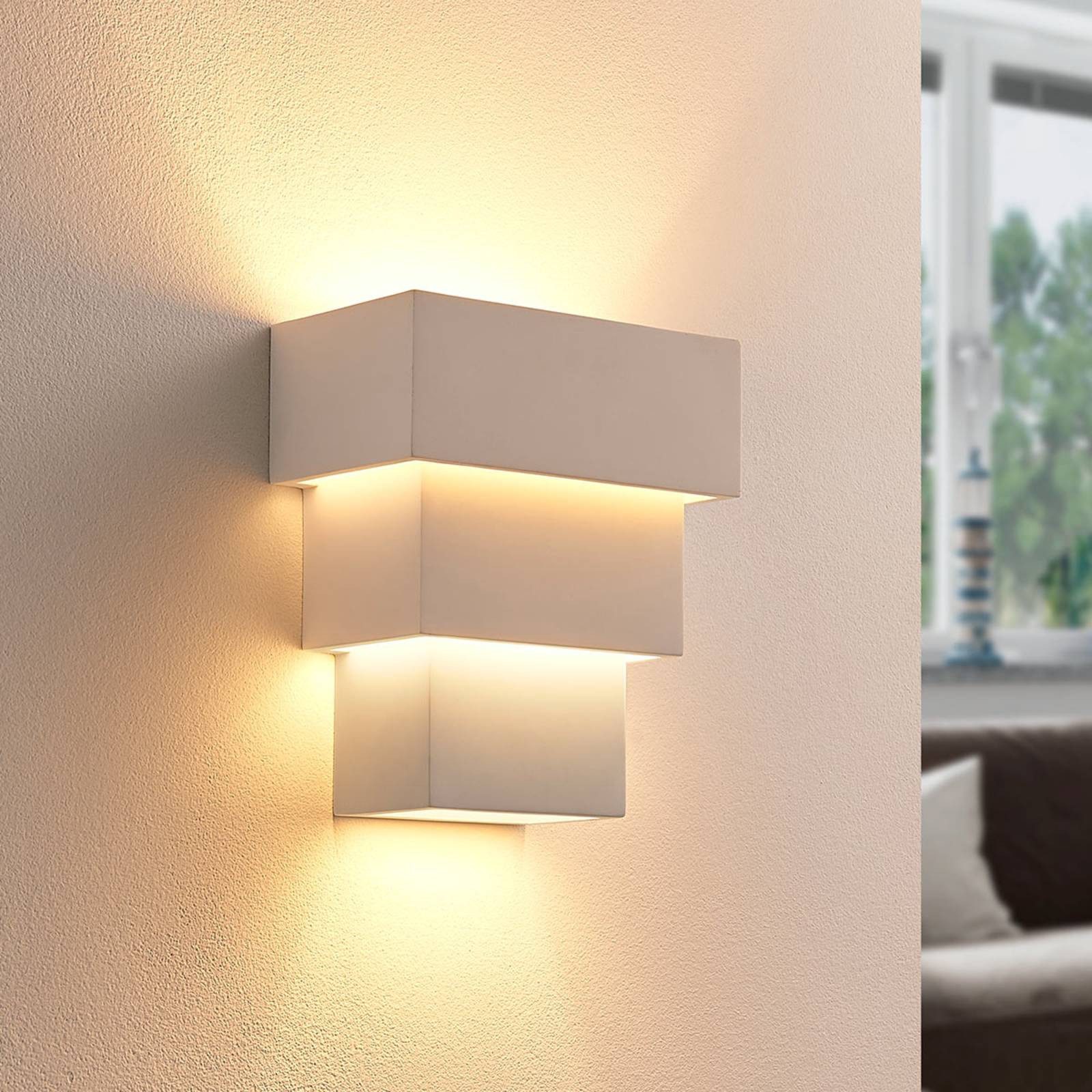 Lindby Wandleuchte Antonella, LED, Gips Weiß IP20, 1 x 5 W LED günstig online kaufen