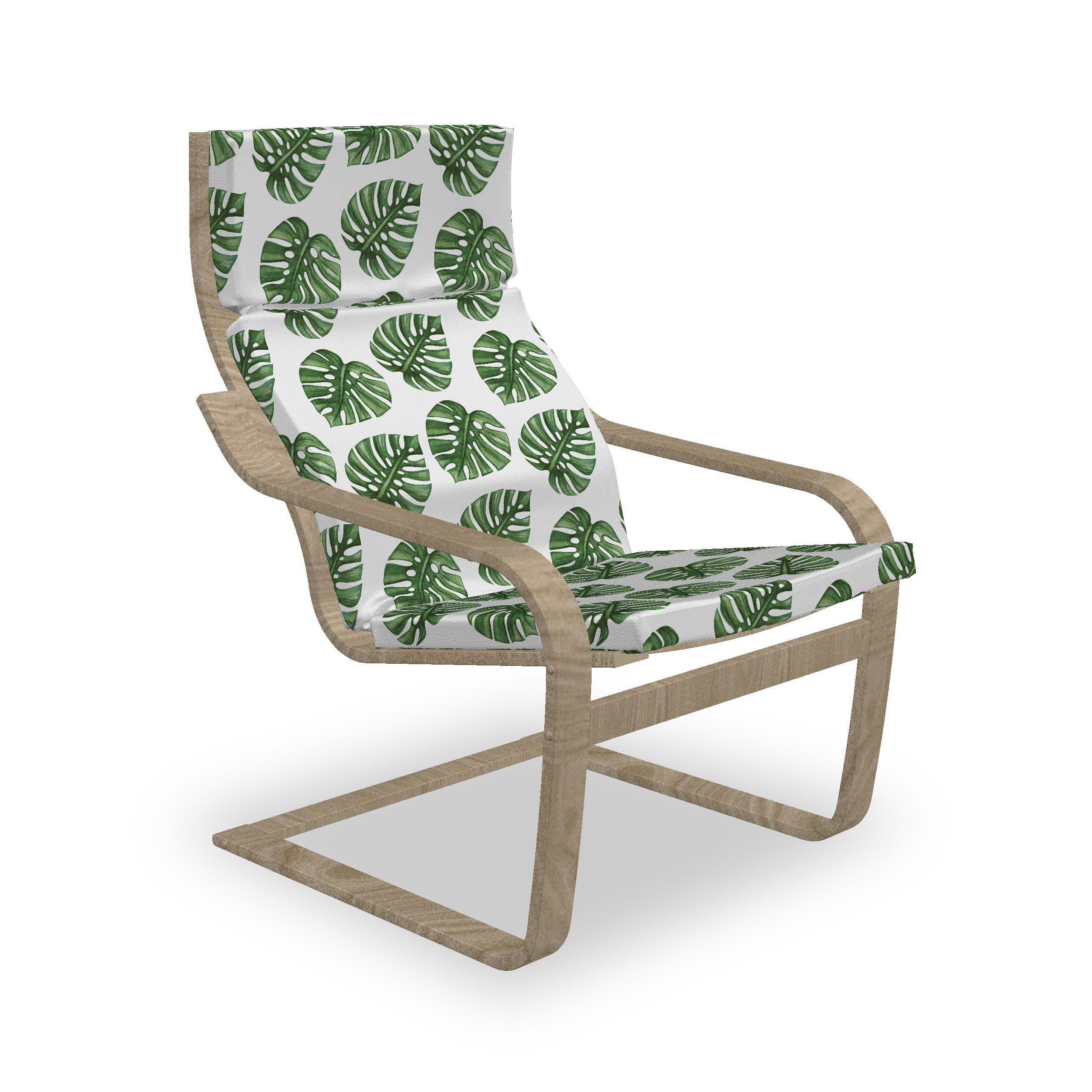 mit Reißverschluss, Stuhlkissen Natur Grünes Hakenschlaufe mit Abakuhaus Palmblätter Blatt und Stuhlkissen Sitzkissen