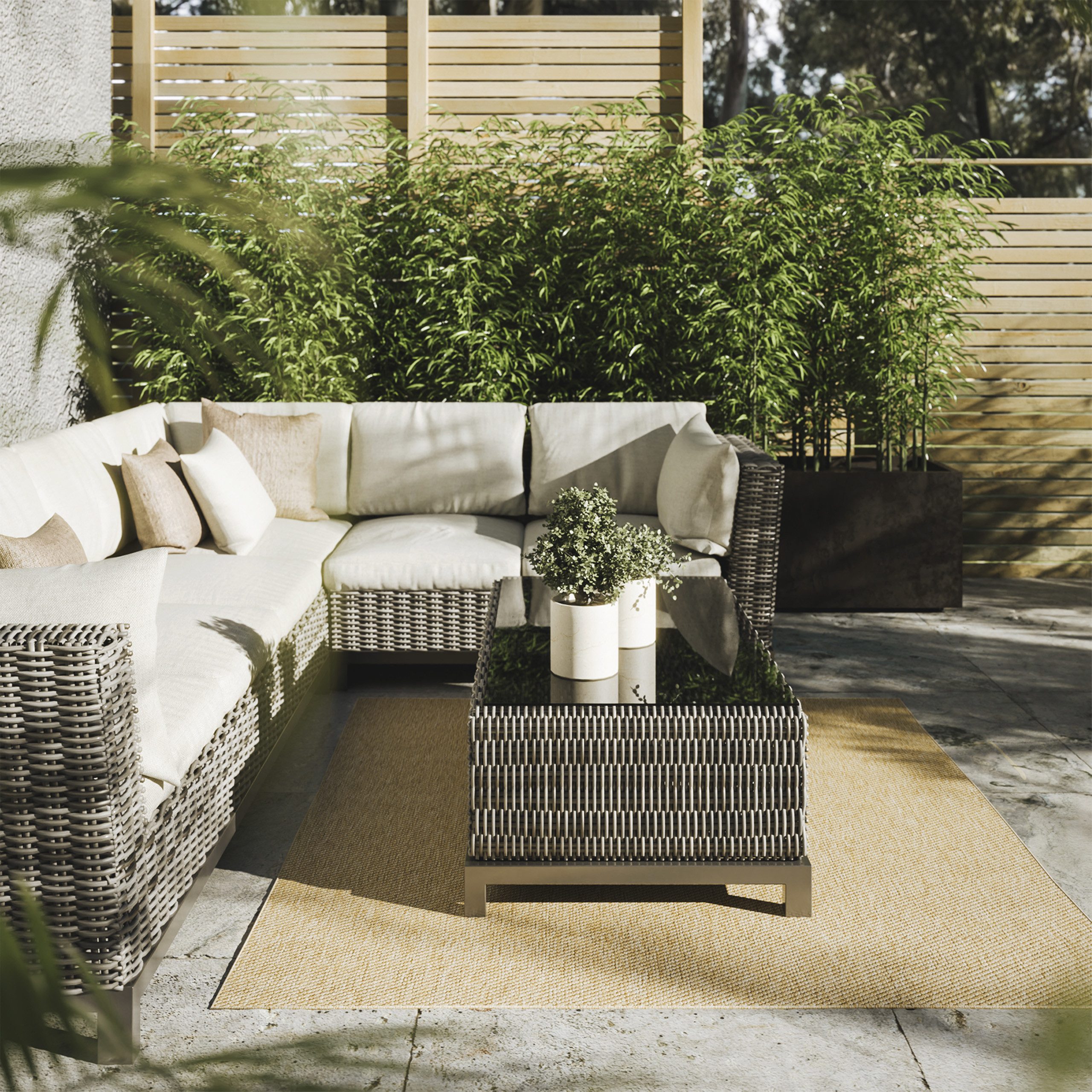 Interiyou Outdoorteppich Asti, Quadratisch, Höhe: 5 mm, Teppich draußen, Balkon, Garten, Terrasse, Küchenteppich, Wetterfest
