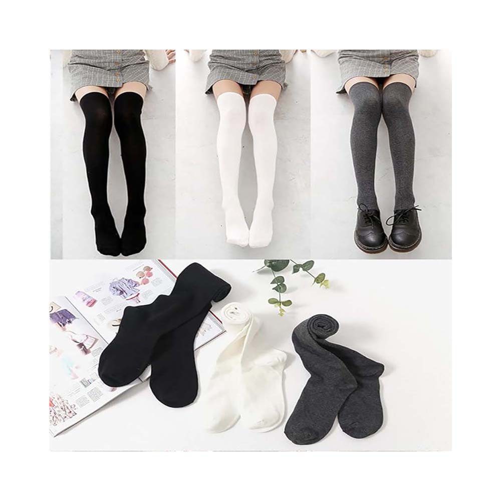 CTGtree Overknees Overknee Stockings Women's Knee High 3 (schwarz+dunkelgrau+weiß) Socks Long Doppelinstallation Socks