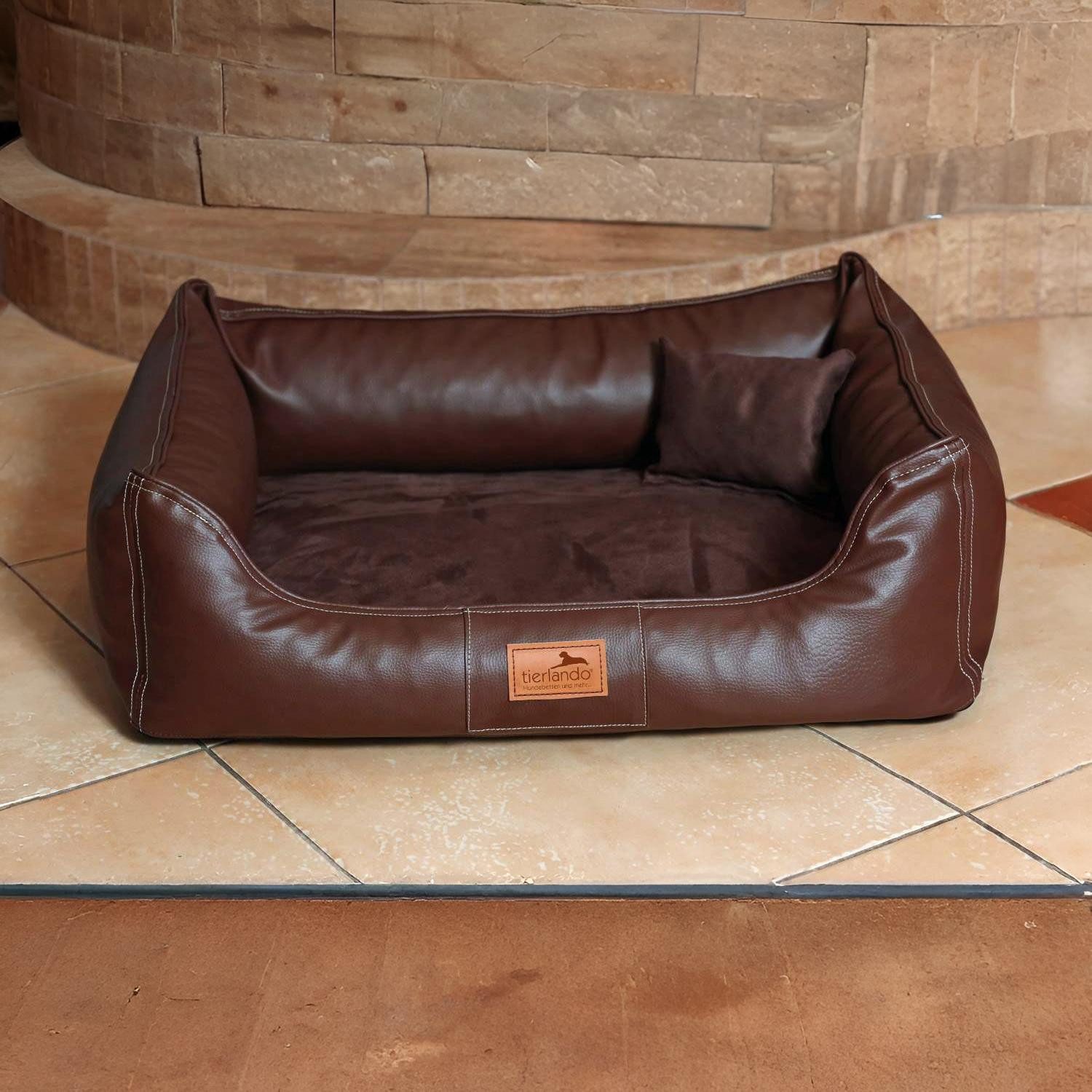 tierlando® Tierbett MADDOX VIP Orthopädisches Hundebett VISCO Velours Kunstleder