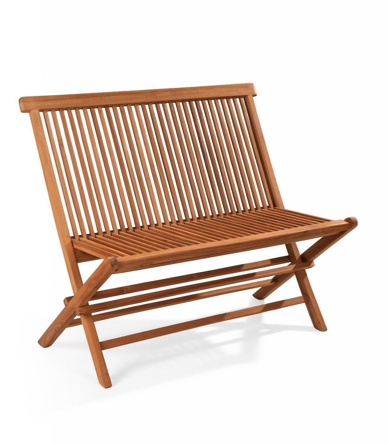 Outdoor Gartenbank RIVA, Braun, Teakholz massiv, Klappbar, B 100 x H 89 x T 43 cm