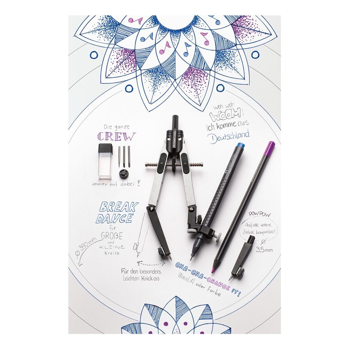 Faber-Castell Zirkel, mit Schnellverstellung und abknickbaren Schenkeln