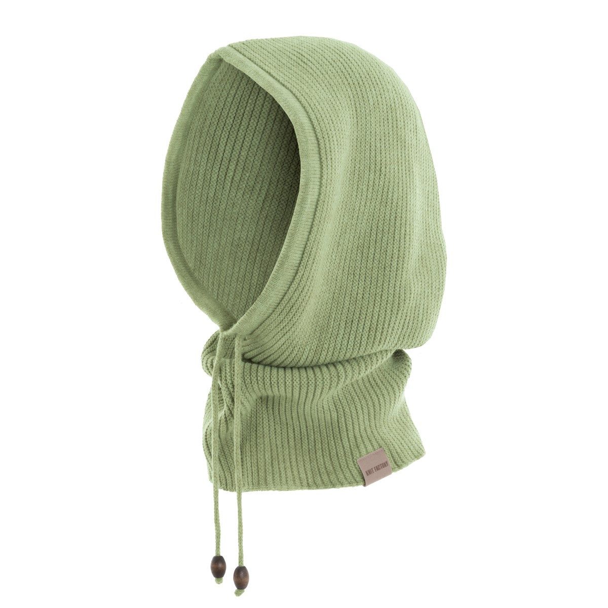 Knit Factory Strickschal Evy Kapuzenschal Sage Green One Size, (Set, 1-St. Spar-Set), Schal Damen Herren set loop tücher schals winter Strick Mode herbst