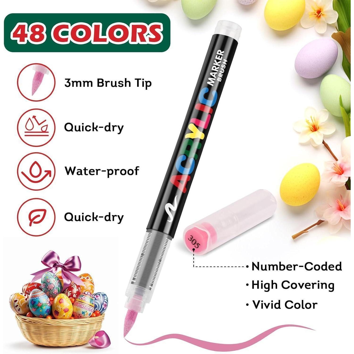 LuxusKollektion Permanentmarker Acrylstifte für Steine wasserfest 48 Farben