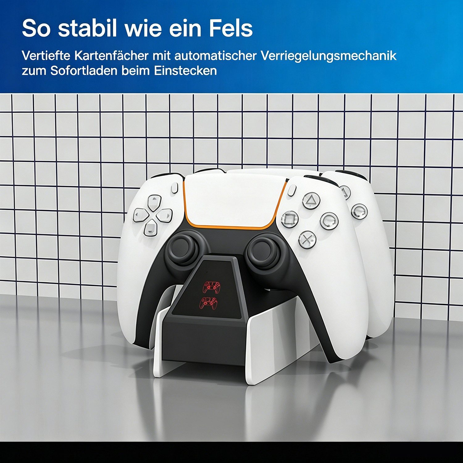 ibettertec PS5 Controller Ladestation für PS5 Elite Controller mit LED-Display Controller-Ladestation (2 Stunden Schnellladung, USB Anschluss & Aufbewahrung)