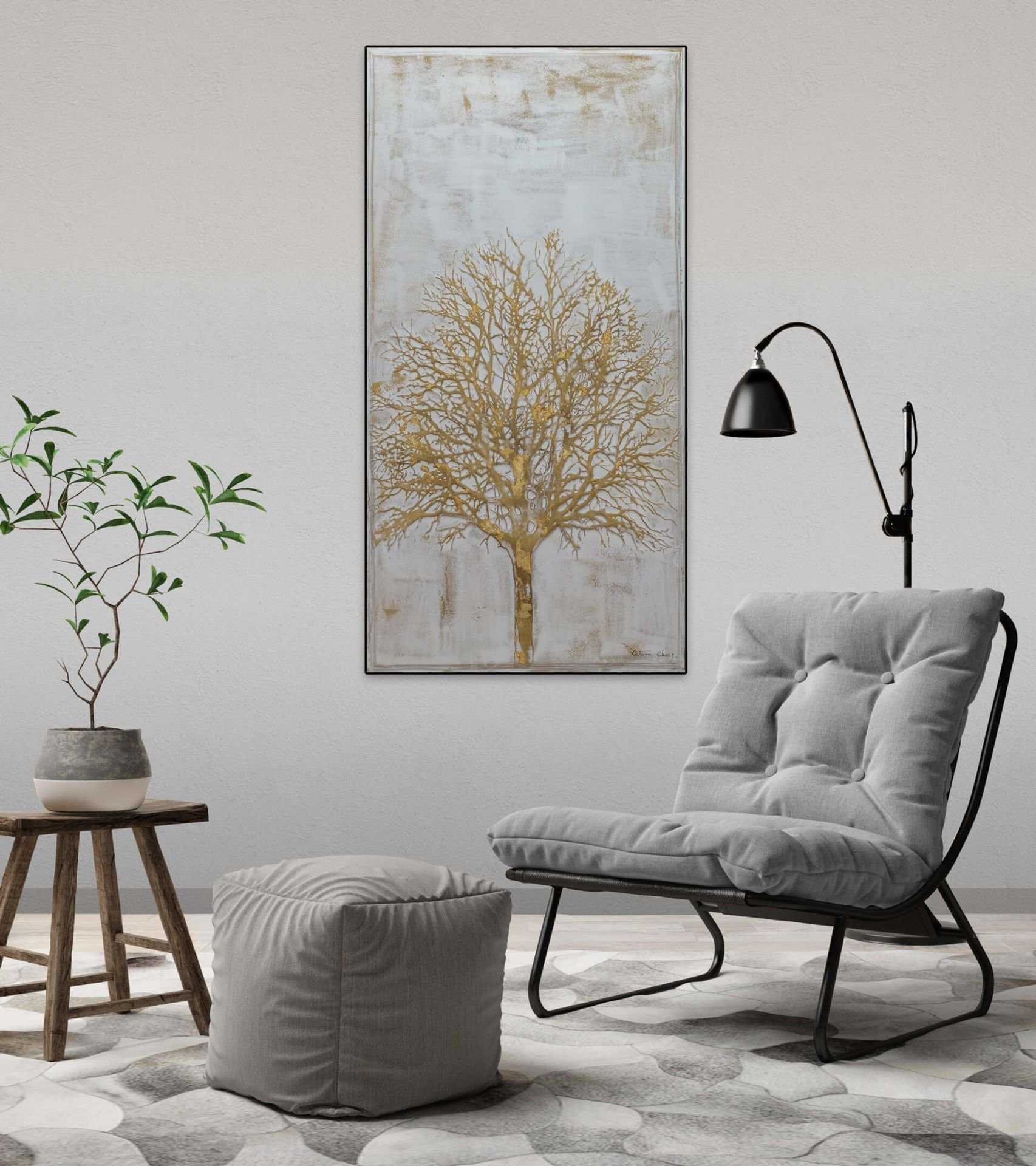 Life Tree KUNSTLOFT Gemälde of 100% Wandbild 60x120 cm, Leinwandbild HANDGEMALT Wohnzimmer