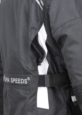Alpha Speeds Motorradjacke Damen Motorrad Textil Jacke Biker wasserdicht Jacke mit Protektoren (Innenjacke ist trennbar: All Season) reflektierendes Material, SLIM, Weiß