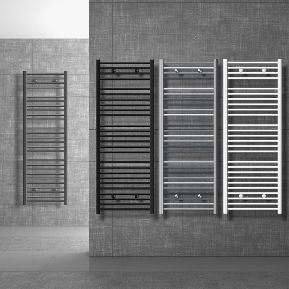 LuxeBath Badheizkörper Badheizkörper, Handtuchwärmer Elektrisch Seitenanschluss mit Heizstab 900W gerade