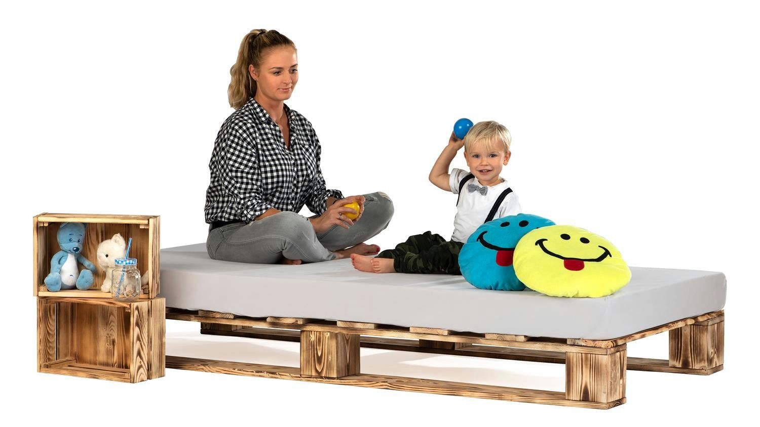 sunnypillow Palettenbett Massivholzbett 80 90 100 günstig online kaufen