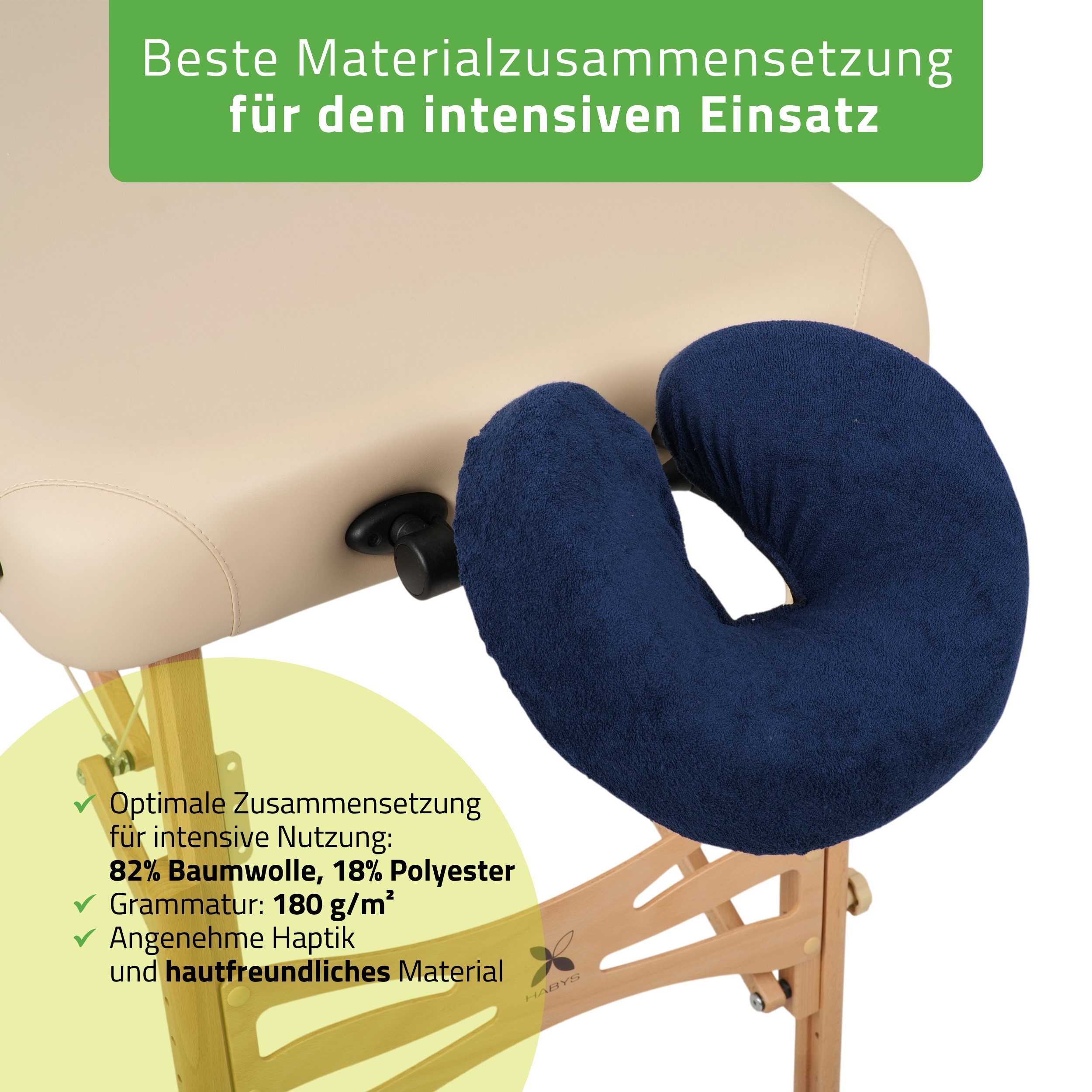 Habys Massageliege Frottee Kopfstützenbezug mit Gummizug Spannbezug Marineblau