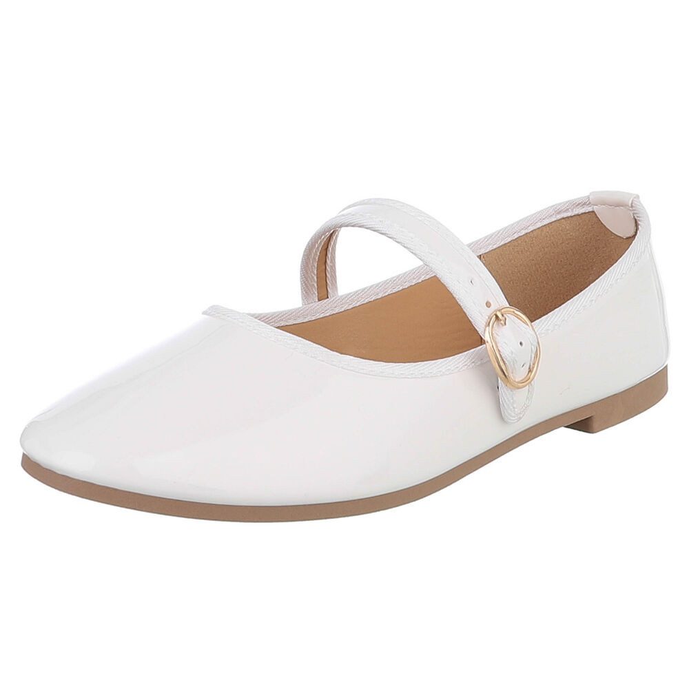 Ital-Design Eleganter Mary Jane Schuh mit Riemen – für Alltag und Anlässe Schnürpumps (91554548) Blockabsatz Riemchenballerinas in Weiß