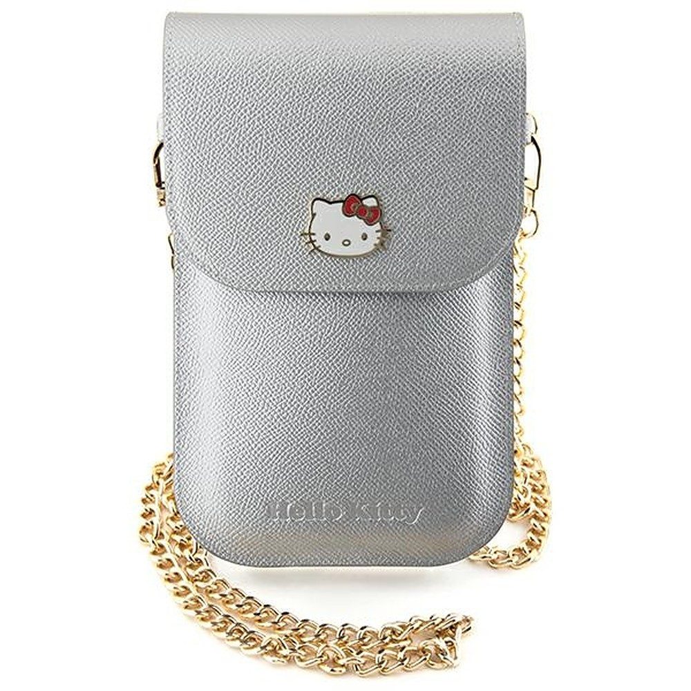 Hello Kitty Handytasche Umhängetasche Kettentasche Smartphonetasche (Spar-Set, 1-tlg), Metallkette, Hello Kitty Logo, Kartenfach, Kunstleder