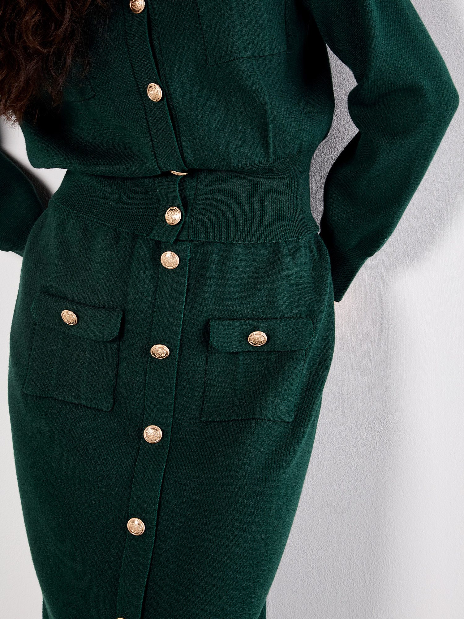 Apricot Strickrock Midirock . mit aufgesetzten Taschen