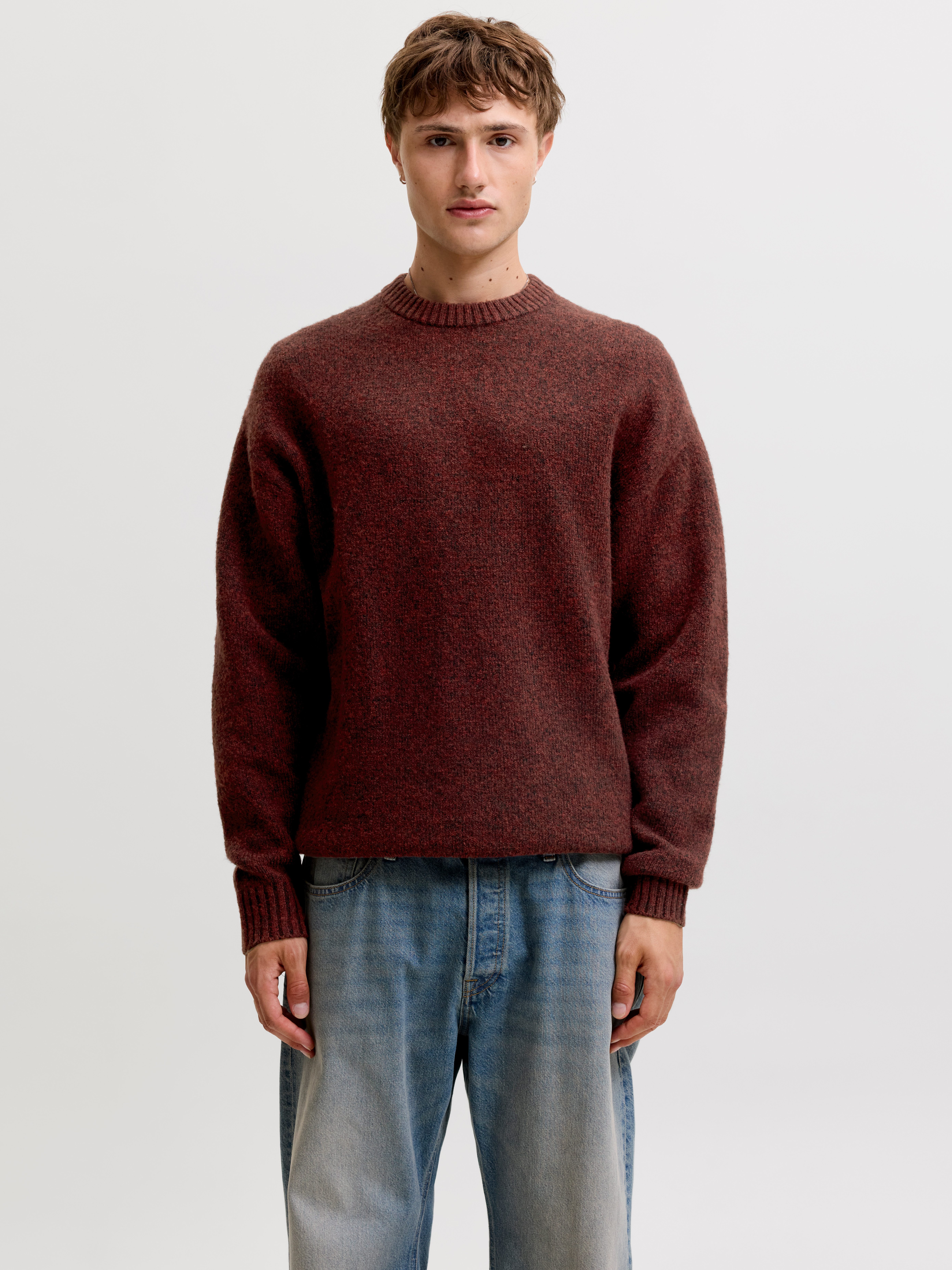 Jack & Jones Rundhalspullover JJESOHO OLLIE KNIT CREW NECK SN Materialmix, relaxed fit – Bild 2 von 5