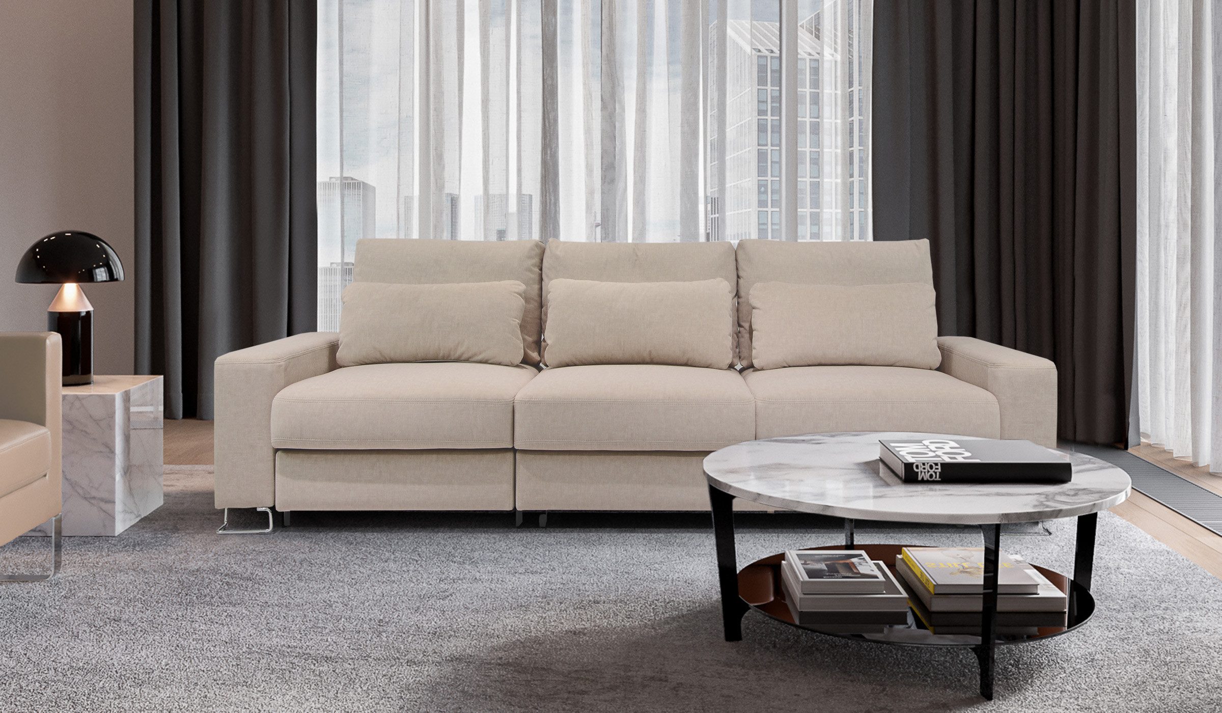 Hygger Möbelhaus Big-Sofa Sofa XXL Thomas Wahlweise mit Bettfunktion Bettkasten 282cm Mikrofaser, Premium-Komfort, Elegantes Design, inkl. Sitztiefenverstellung, Innovative Funktionen, Liegefläche mit orthopädischer Wirkung