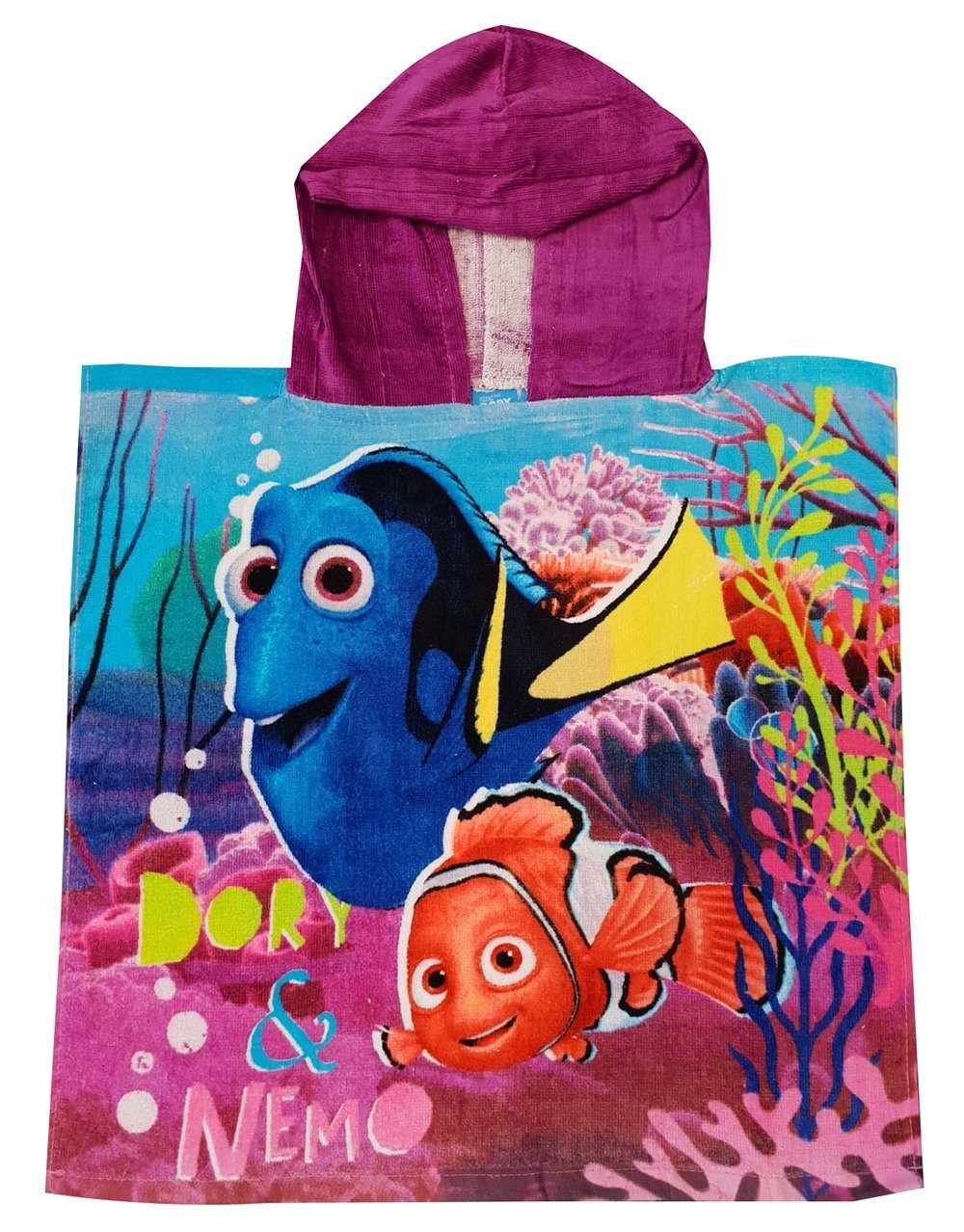 Disney Kapuzenhandtuch Findet Dorie Badeponcho, Frottee (1-St), mit Kapuze