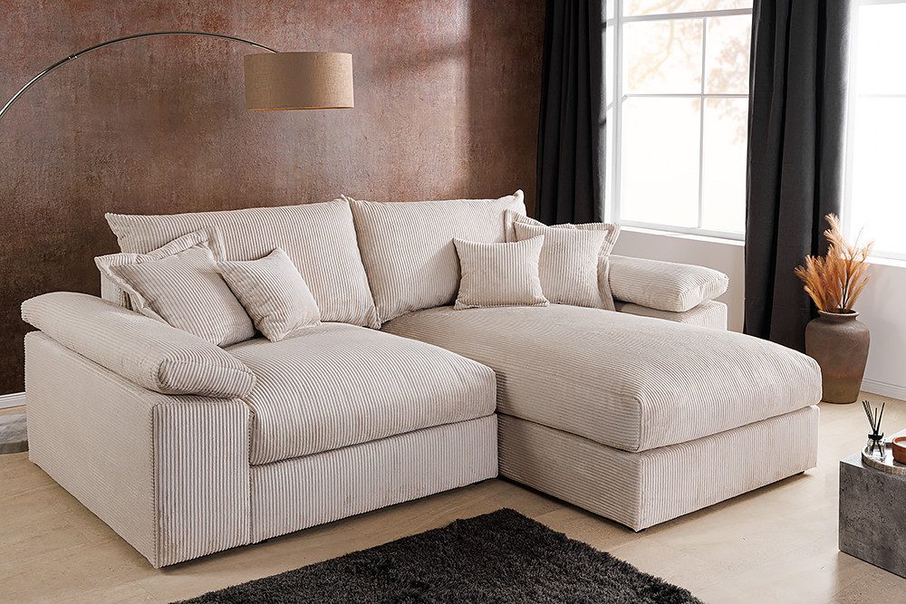 riess-ambiente Ecksofa ATMOSPHERE XL 245cm beige- Cord, Federkern, 3-Sitzer günstig online kaufen