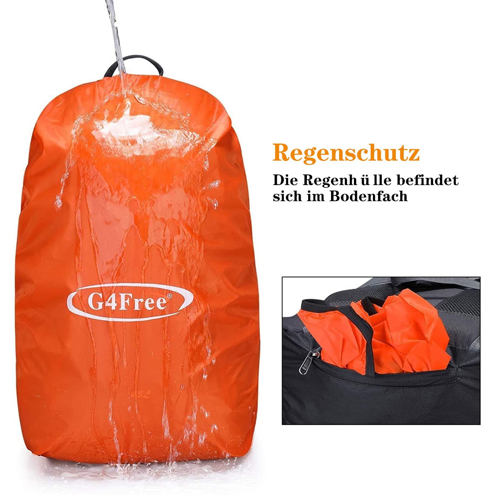 Reiserucksack, Rucksack für Trekkingrucksack, 45L Outdoor Camping Schwarz G4Free