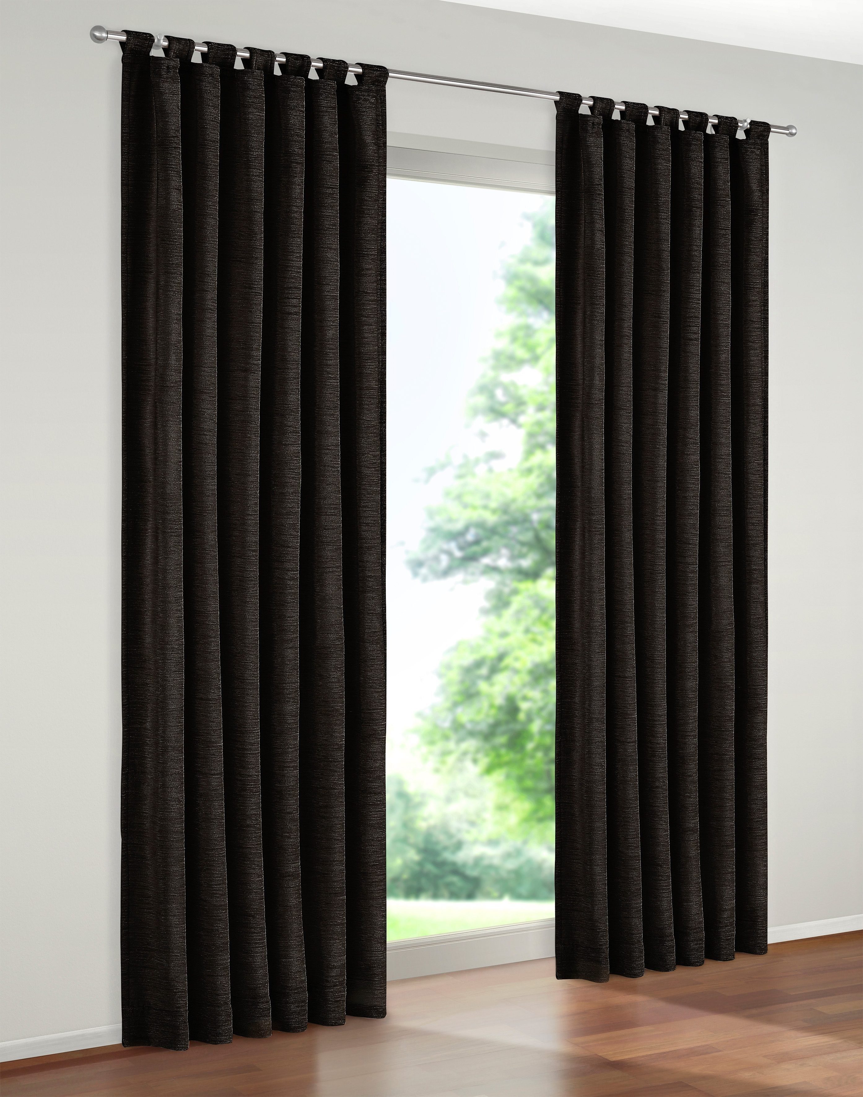 Vorhang Trondheim 234 g/m², Wirth, Schlaufen (1 St), blickdicht, Chenille schwarz