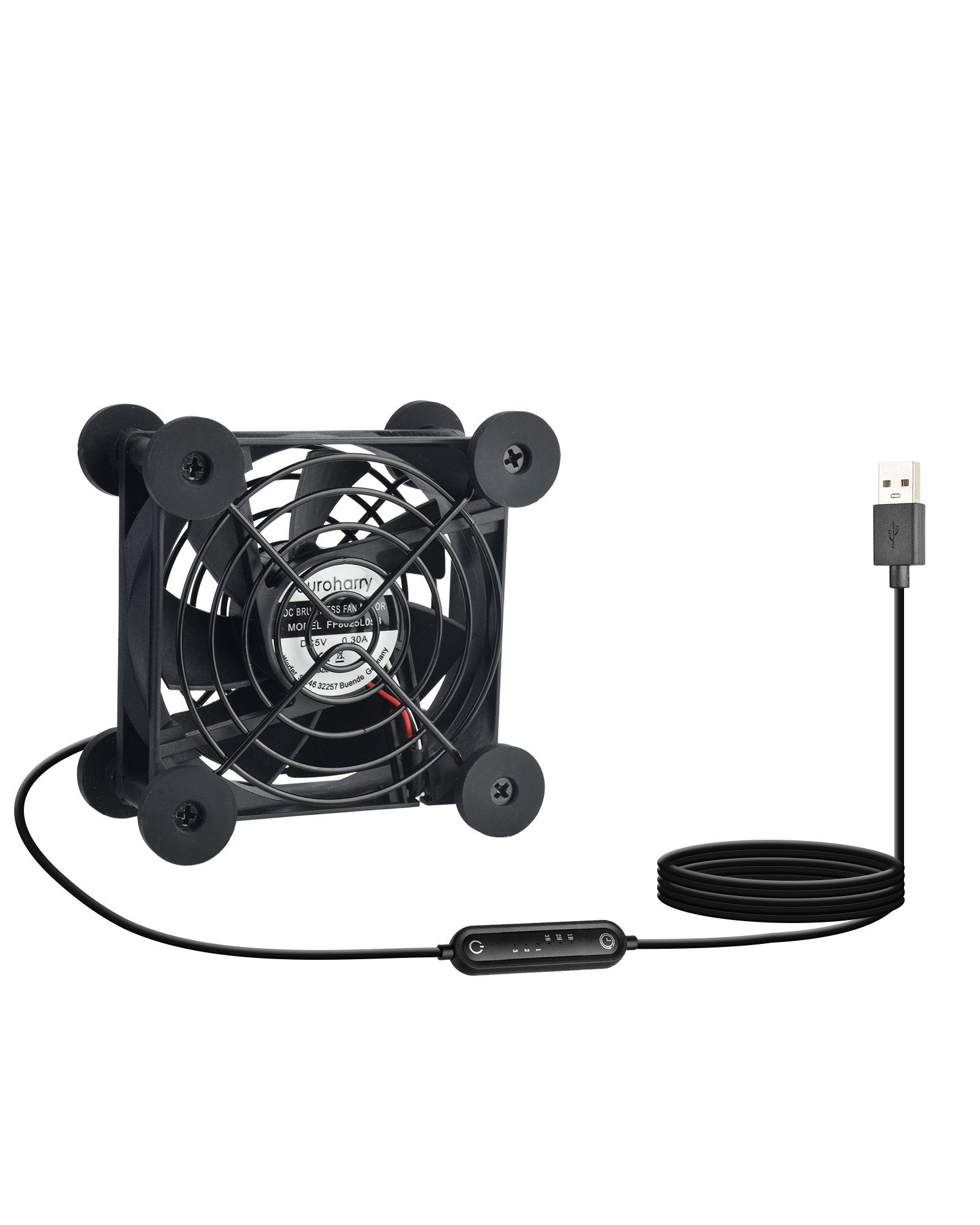 euroharry Mini USB-Ventilator USB 80mm leiser Ventilator6-Windgeschwindigkeiten Smart Timing