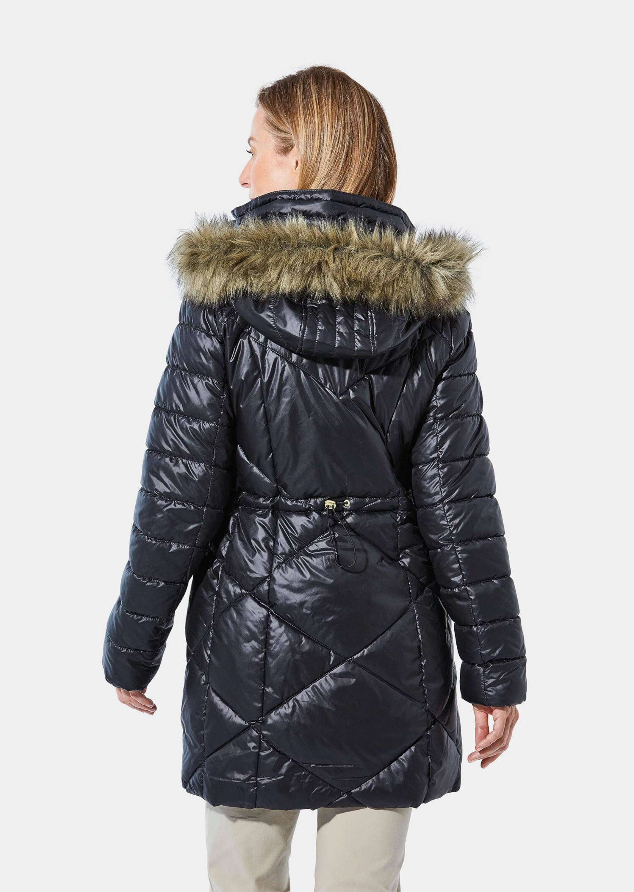 Weatherproof since 1948 Outdoorjacke Longjacke mit abnehmbarer Kapuze Winterjacke mit Stehkragen, Kordelzug, Taschen und Langarm