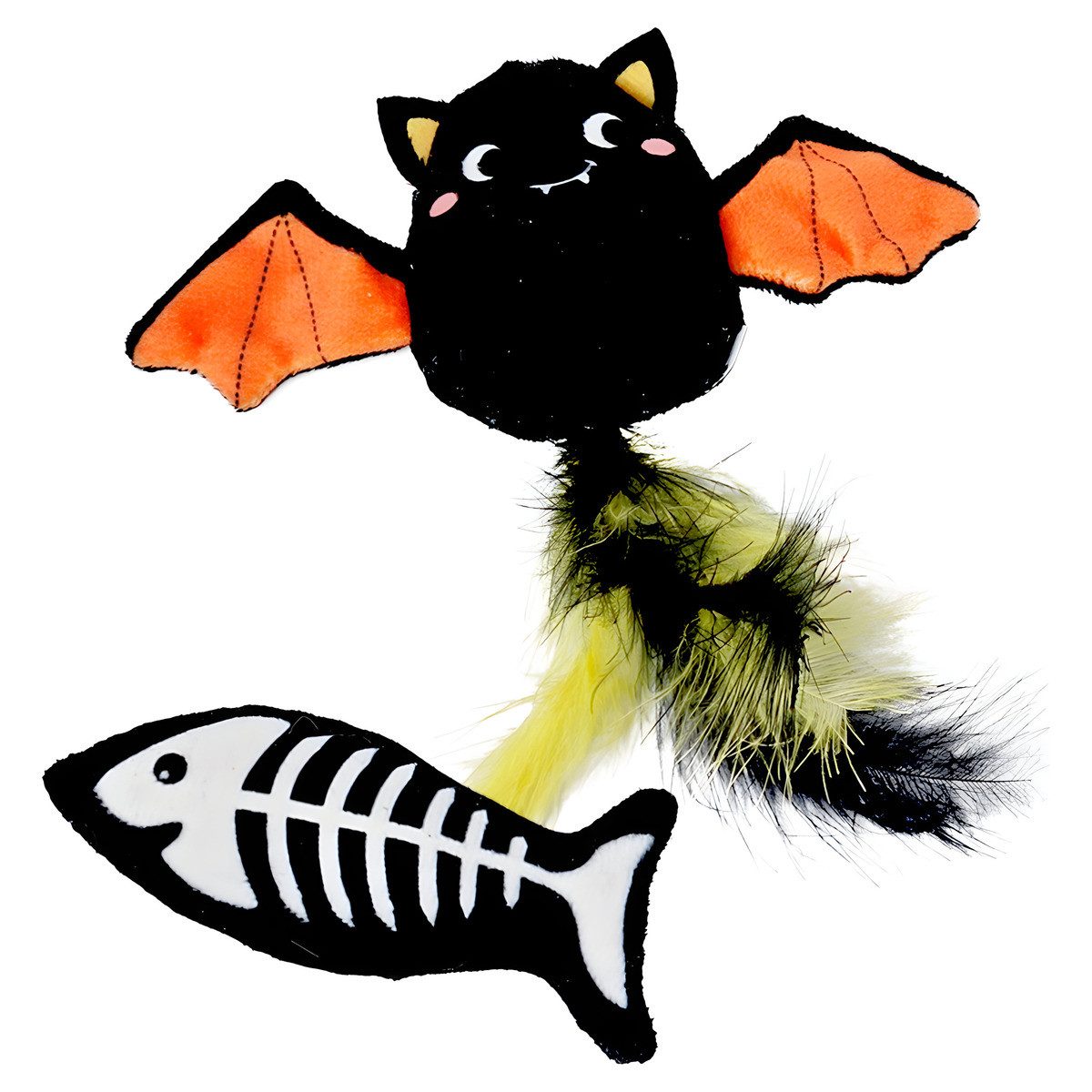 Nobby Tierkuscheltier Katzenspielzeug Halloween Fledermaus und Fisch