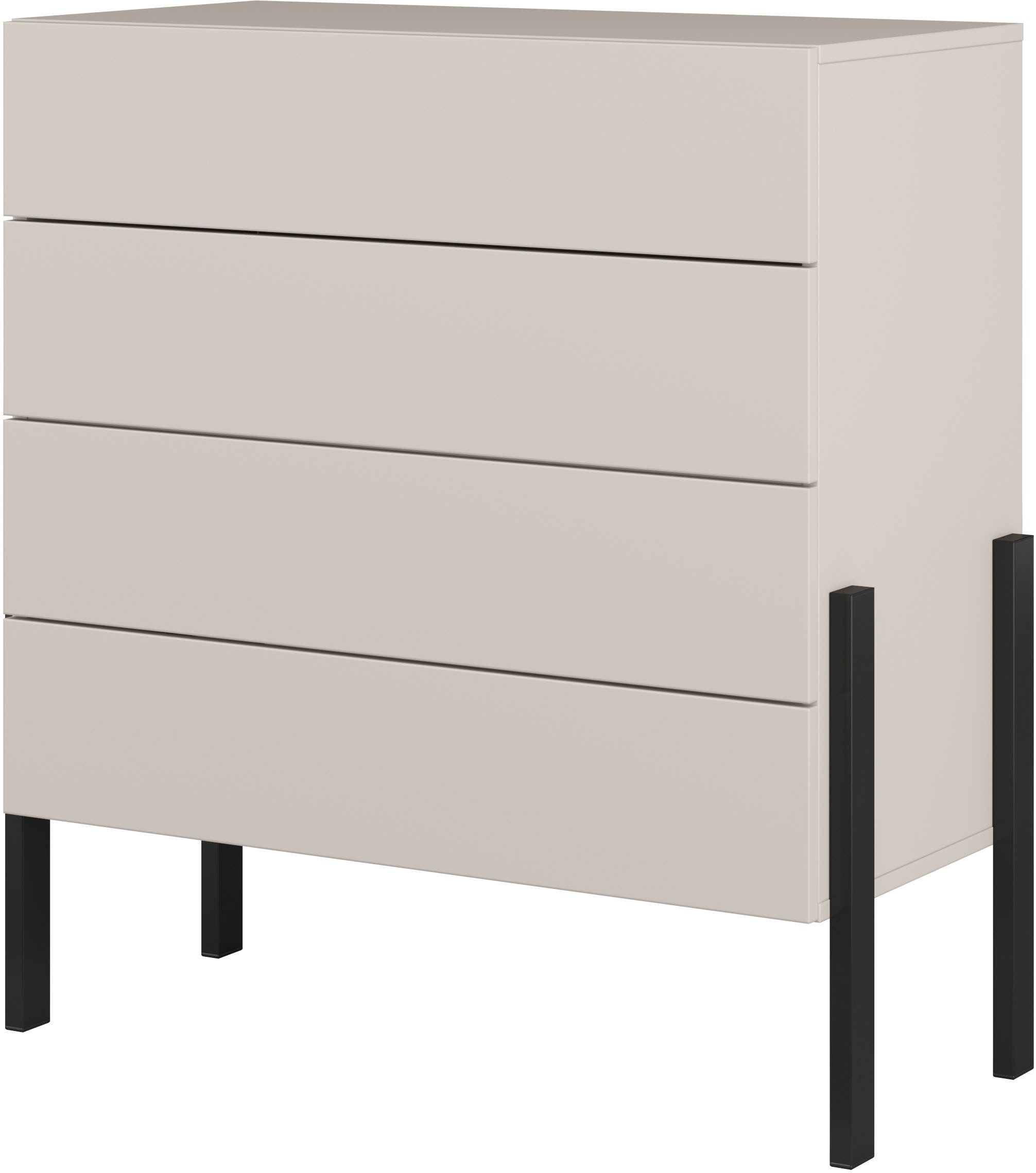 Kommode Jukon, Breite 84 cm, moderne grifflose Kommode
