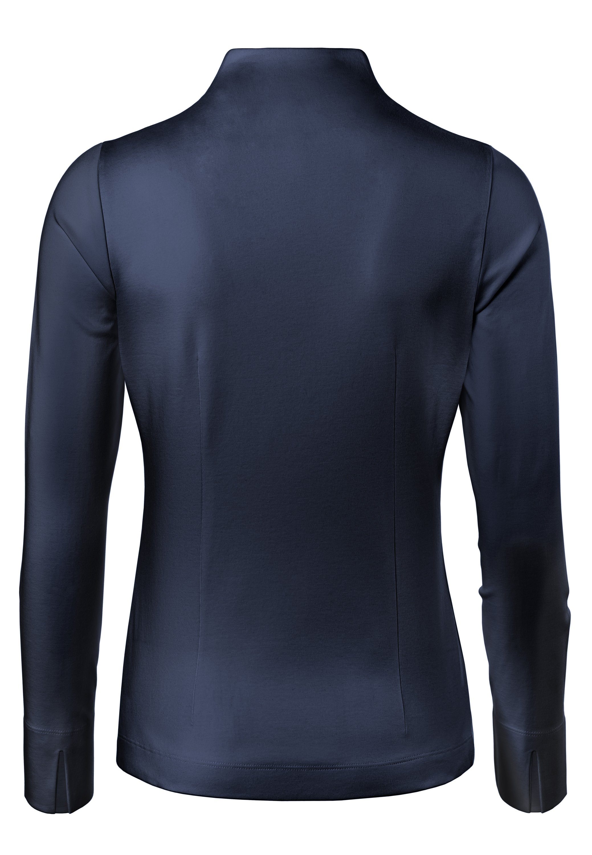 Vincenzo Boretti Klassische Bluse leicht tailliert Jersey Kelchkragen