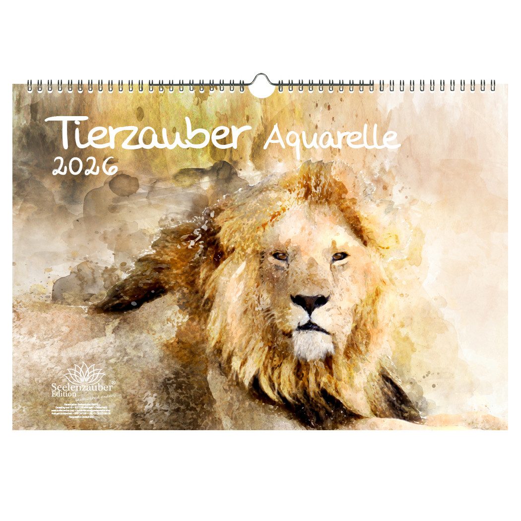 Seelenzauber Wandkalender Tierzauber Aquarelle DIN A3 Календари für 2026 verschiedene Tiere